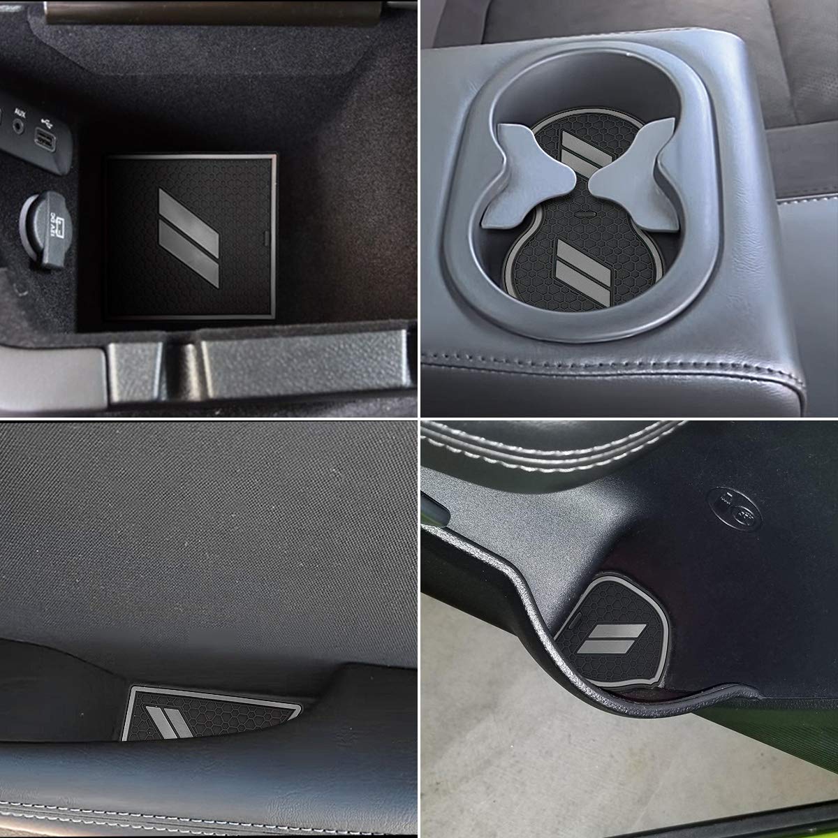 Auovo 11Pcs Anti-Dust Mats For Challenger Accessories 2015-2023 Custom Interior Cup Holder Inserts Door Pocket Center Console Liners For Challenger 2021 (Gray)
