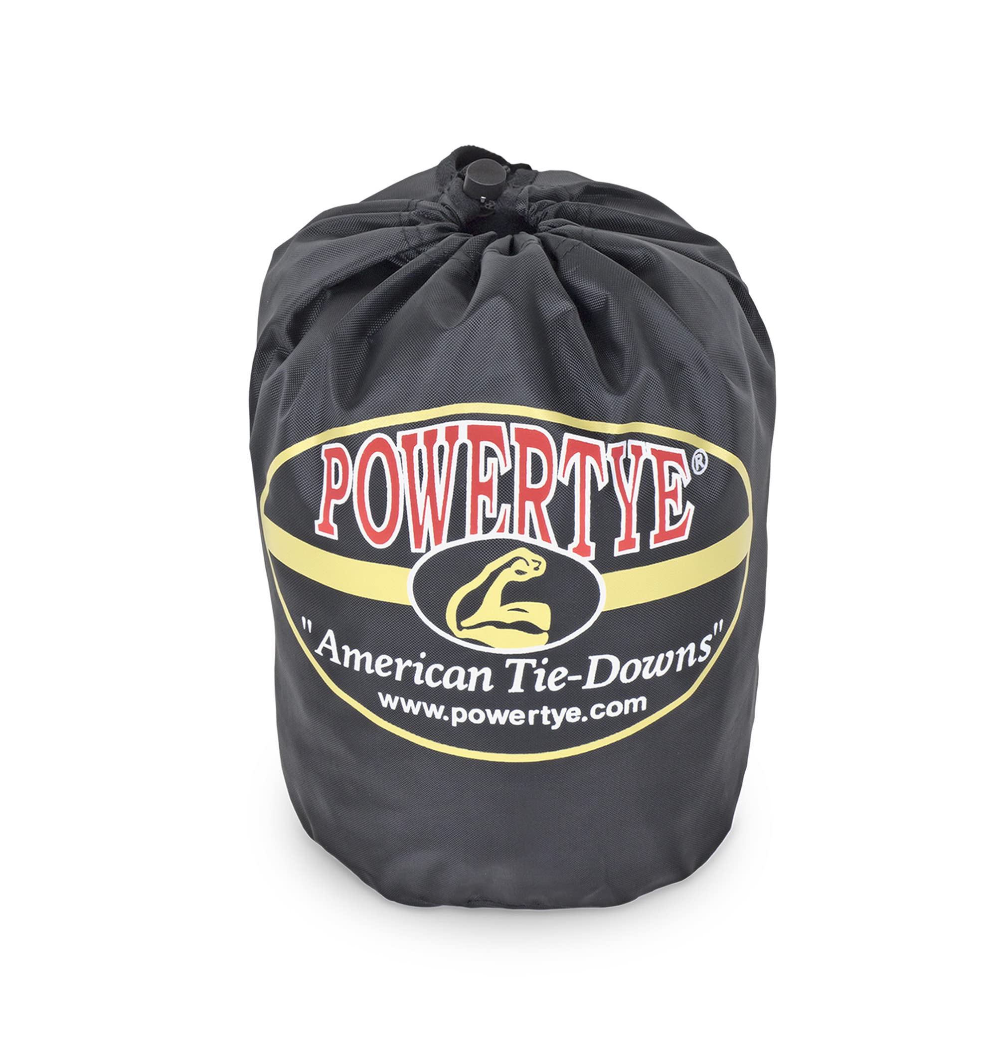 Powertye - Made In Usa - Heavy Duty Ratchet Tie Down Straps With Carabiner Hooks, Soft-Tye & Storage Bag, For Motorcycle, Atv, T