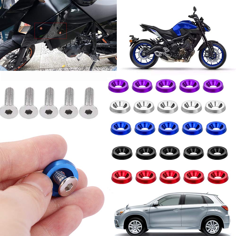 Ouhl 20Pcs Fender Bumper Washer Bolt 6061 T6 Grade M6X20Mm Cnc Finishing Washer Engine Bay Dress Up Kit (Purple)