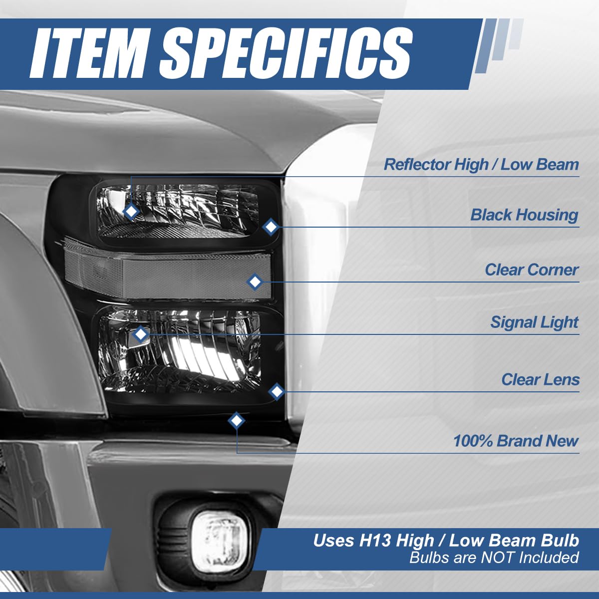 Auto Dynasty Factory Style Halogen Headlights Assembly Compatible With Ford F250 F350 F450 F550 Super Duty 2Nd Gen 2008-2010, Dr