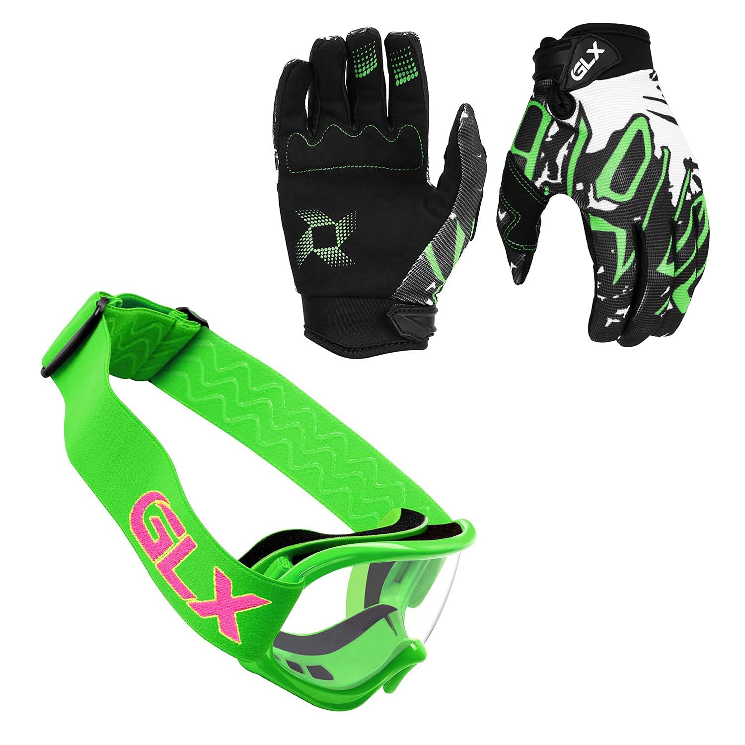 Glx Gx623 Youth Atv/Dirt Bike Helmet Combo - Retro Green, Medium - Dot