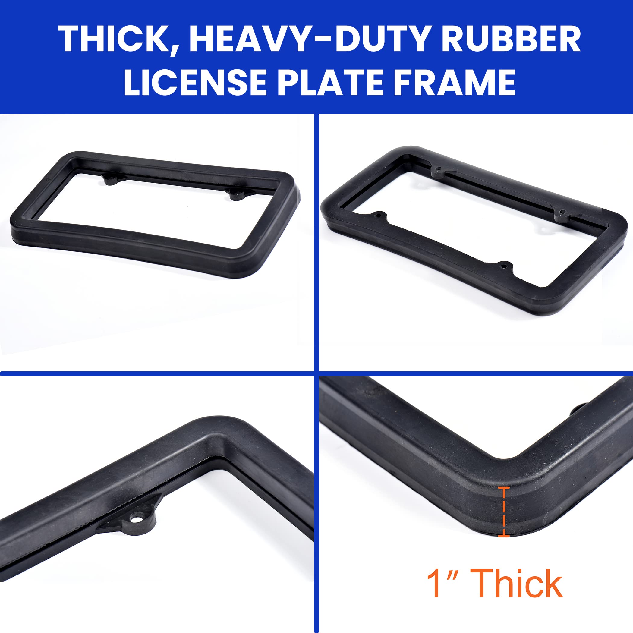 Ar-Pro Ultimate License Plate Bumper Guard With Mounting Hardware - 1'' Thick Rubber License Plate Frame Protects Bumper From Sc