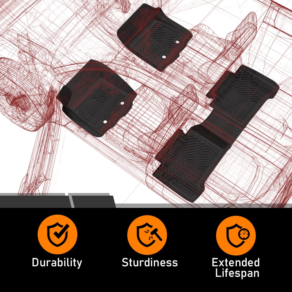 G-PLUS Floor Mats Compatible with Chevy Colorado Crew Cab 2015-2022,Fit GMC Canyon Crew Cab 2015-2022 All Weather Full Cover Pro