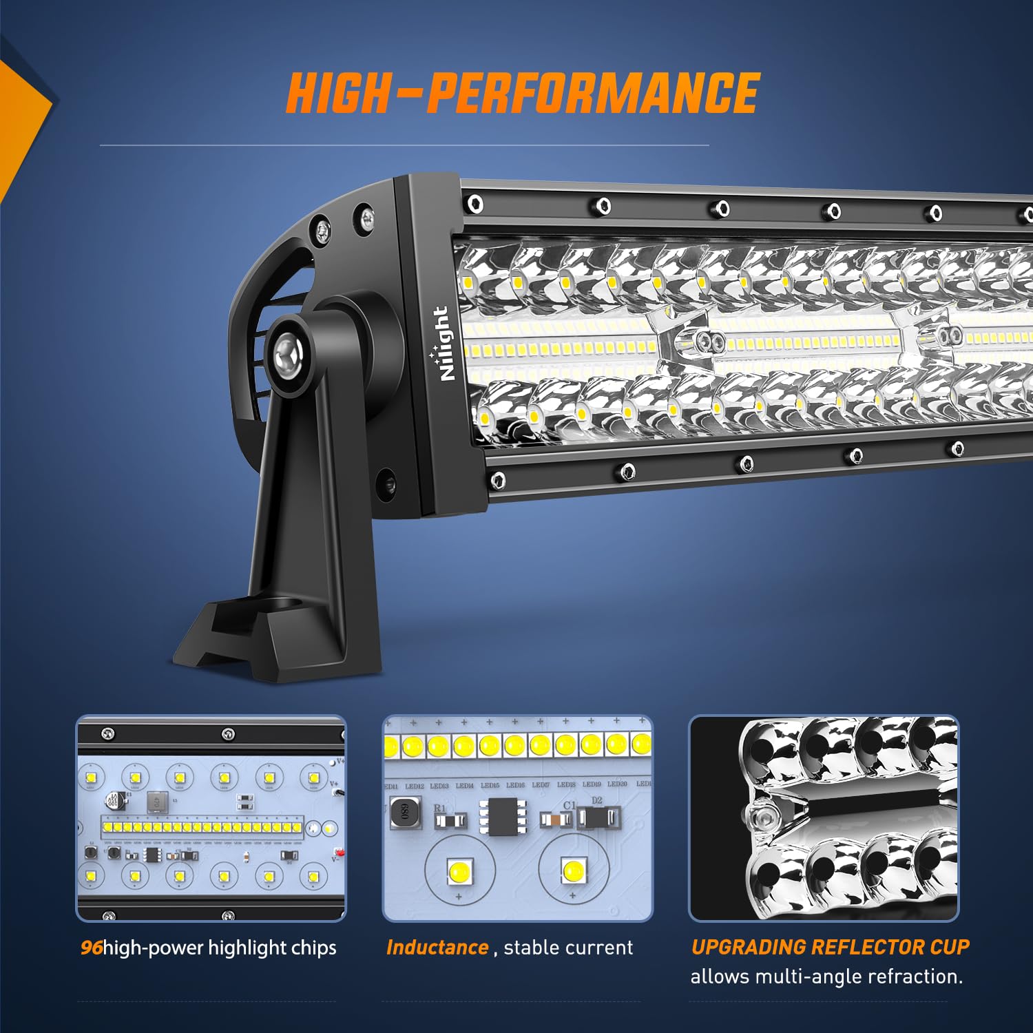 Nilight Led Light Bar 13.5 Inch Triple Row Spot Flood Combo 96Leds Fog Driving Work Backup Bumper Lighting For Off-Road Truck Su