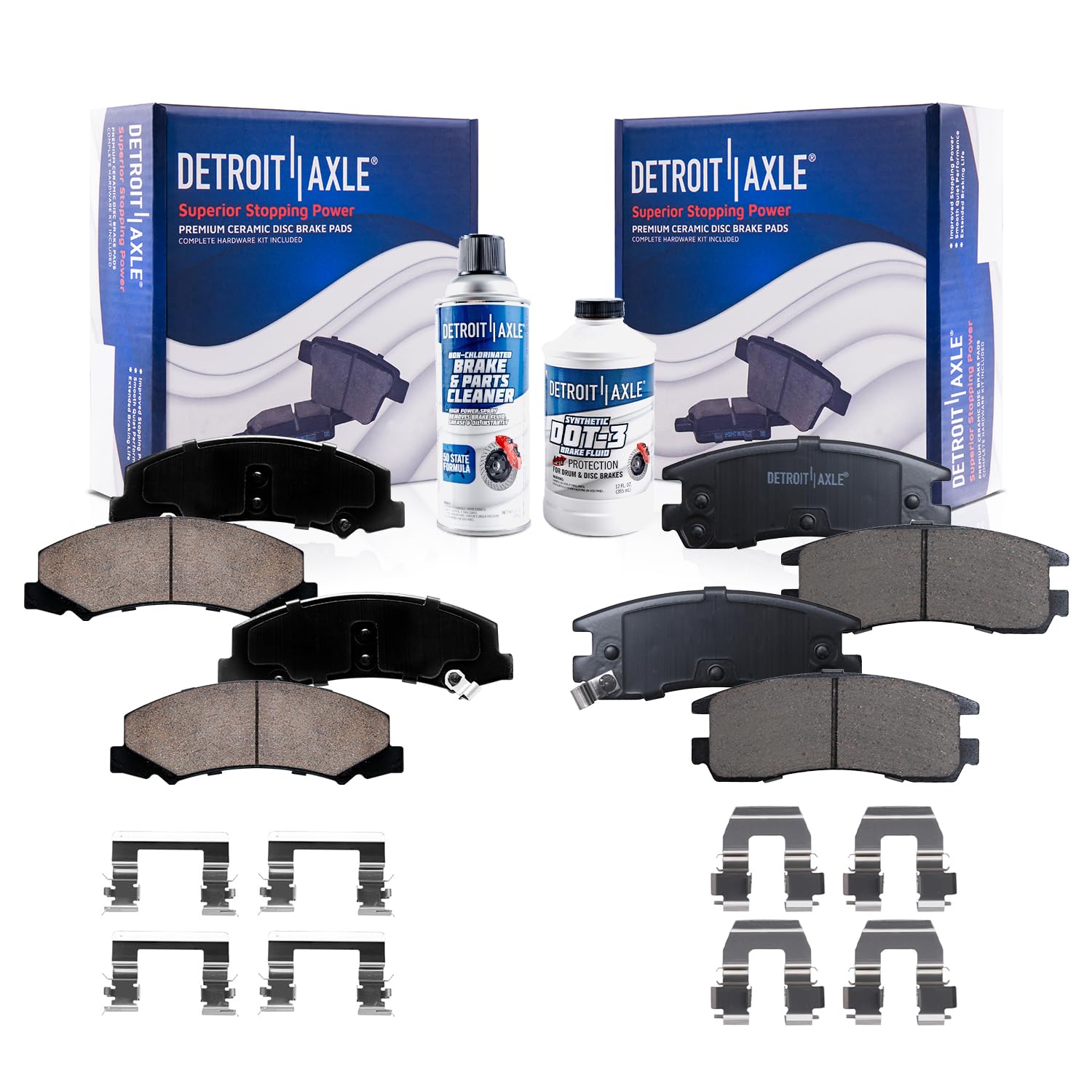 Detroit Axle - Brake Pads for 2006-2010 Chevy Impala Monte Carlo 2008-2009 Buick Allure LaCrosse Ceramic Brake Pads w/Hardware F