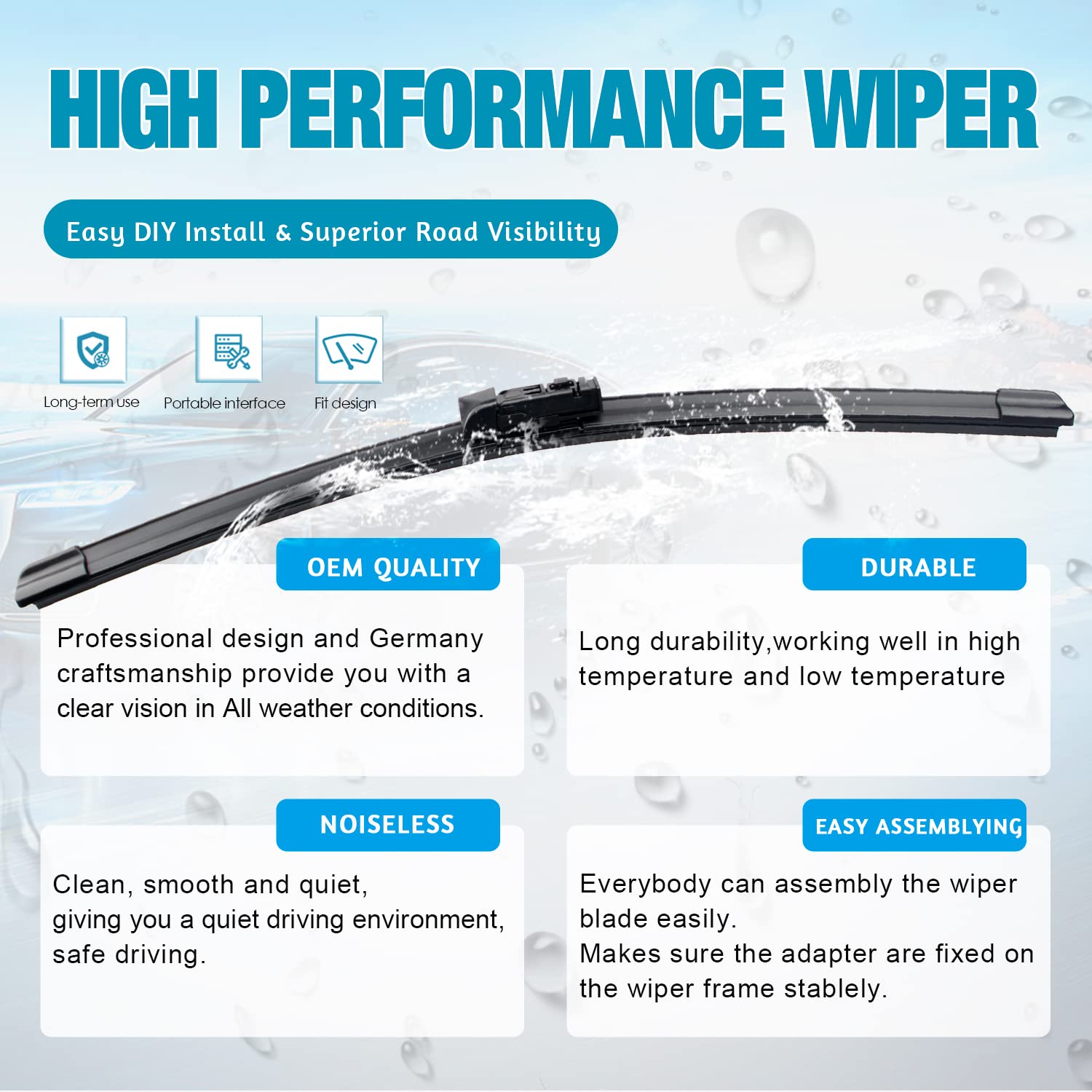 Vtogoi Wiper Blades With Rear Wiper Blades Set For 2017-2023 Mazda Cx-5,Automotive Replacement Windshield Wiper Blades, That Mee