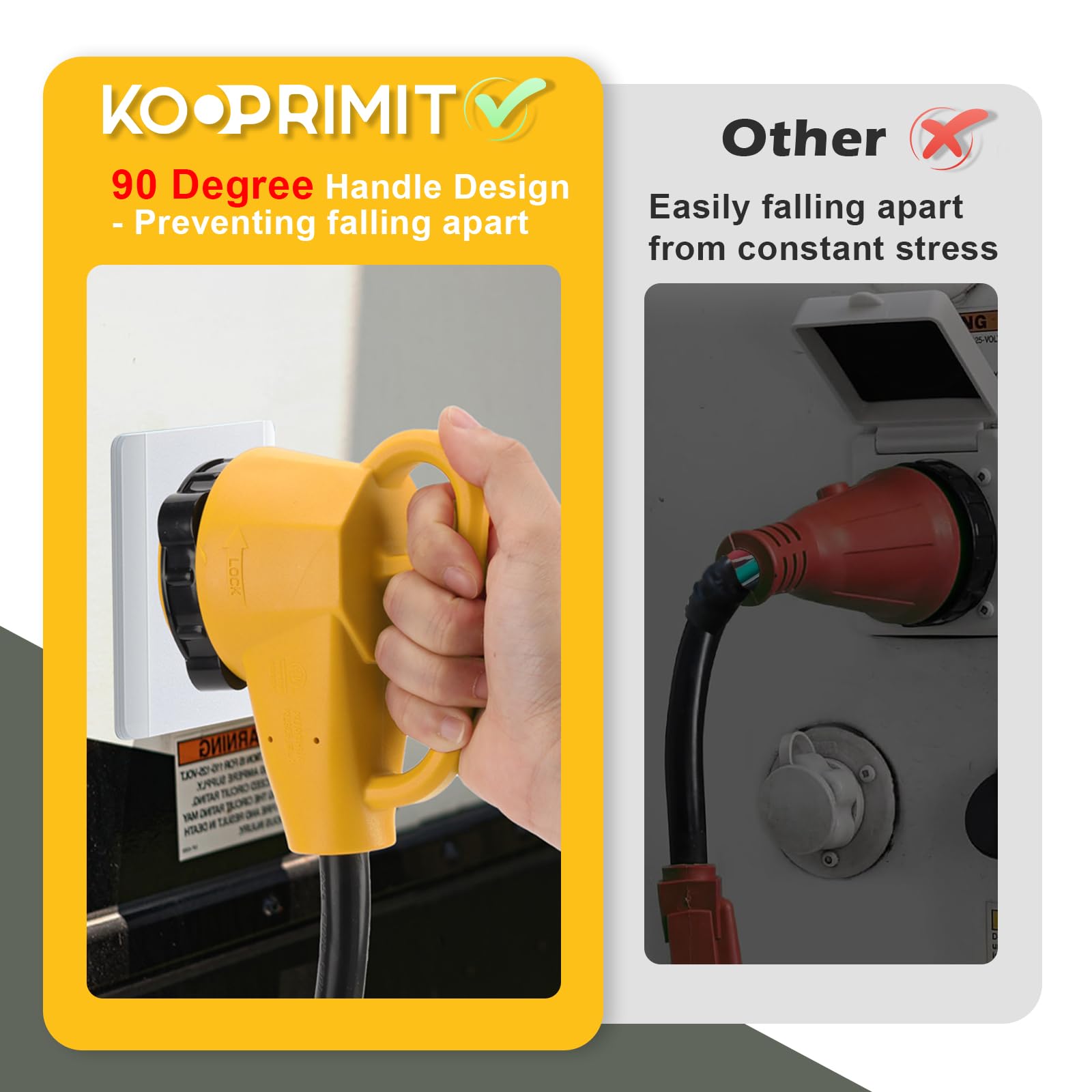 Kooprimit Rv 50 Amp To 110 Adapter With Locking Connector, 50 Amp To 15 Amp Rv Adapter, Nema 5-15P To Nema Ss2-50R Electrical Po