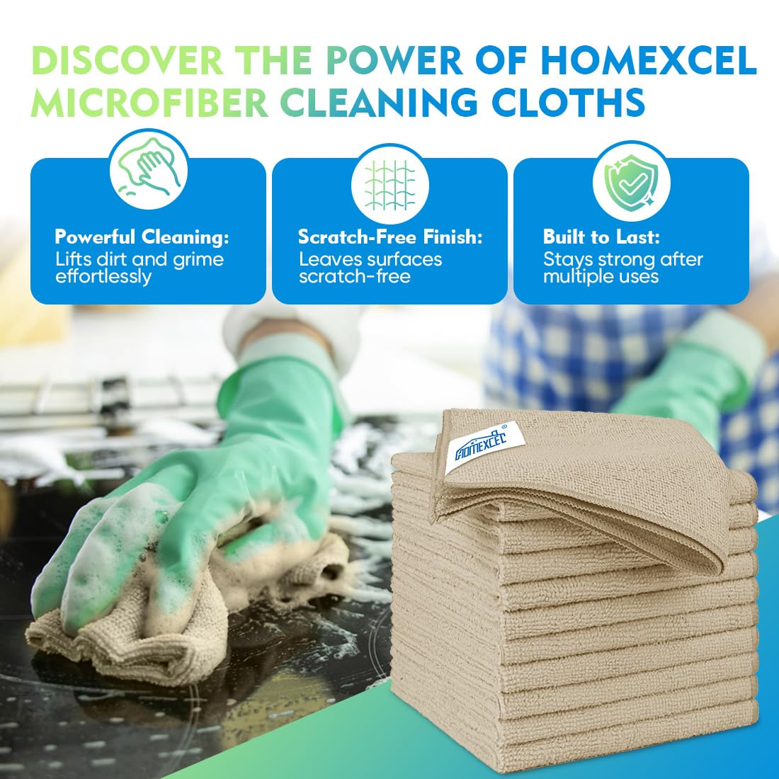 Homexcel Brown Microfiber Cleaning Cloth 12 Pack, 12.5 X 12.5 Inch Microfiber Towels For Cars, Ultra Absorbent Car Washing Cloth