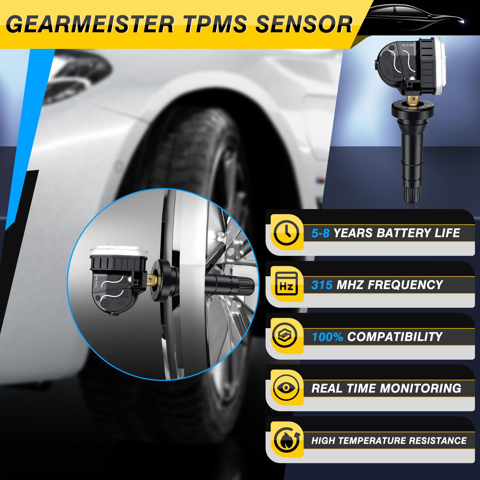 TPMS Sensors, 315MHZ Tire Pressure Monitor System Sensor for Ford F-Series 2017-2022 Escape 2020-2022 Fusion 2017-2021,Lincoln M
