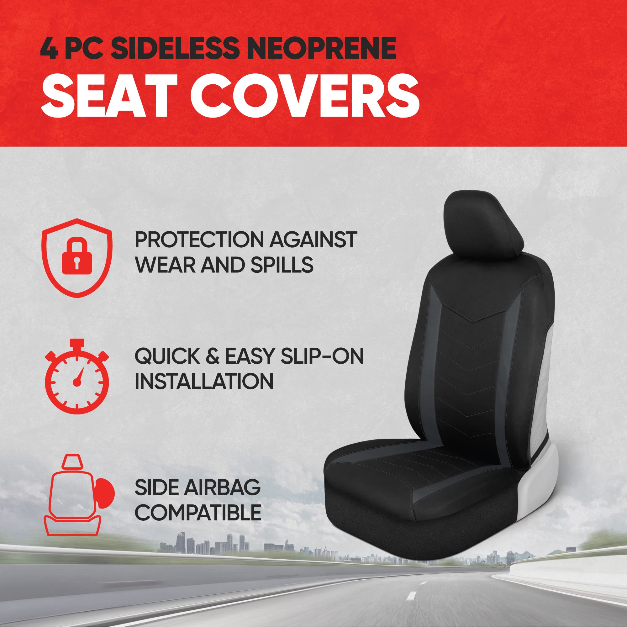 Motor Trend Spillguard 2 Charcoal Gray Seat Covers For Cars & Seat Covers For Trucks - Neoprene Waterproof Car Seat Covers Front