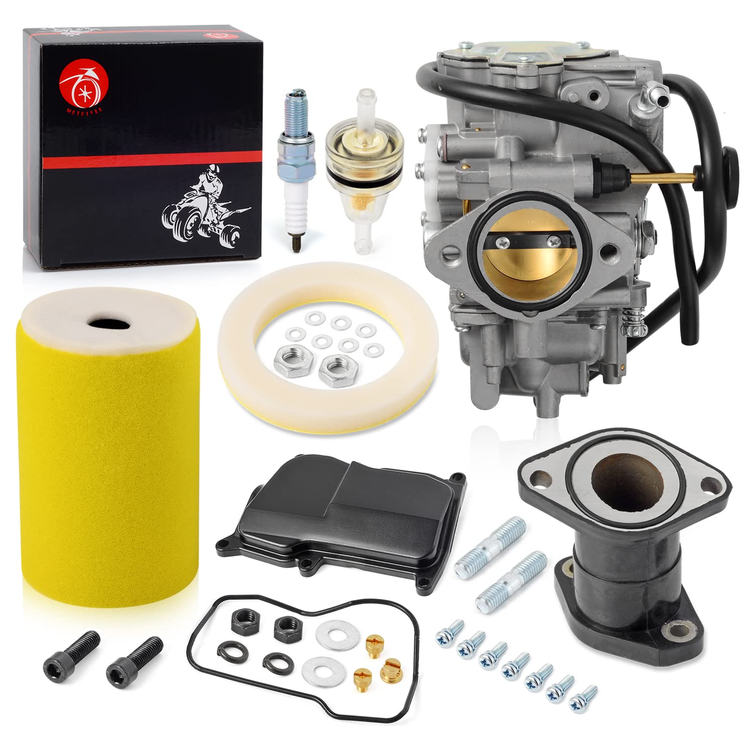 MOTO1988 Carburetor Carb & Air Filter for YAMAHA Big Bear 350 & Kodiak 400, Model 2VA-14101-01-00, Fits 1987