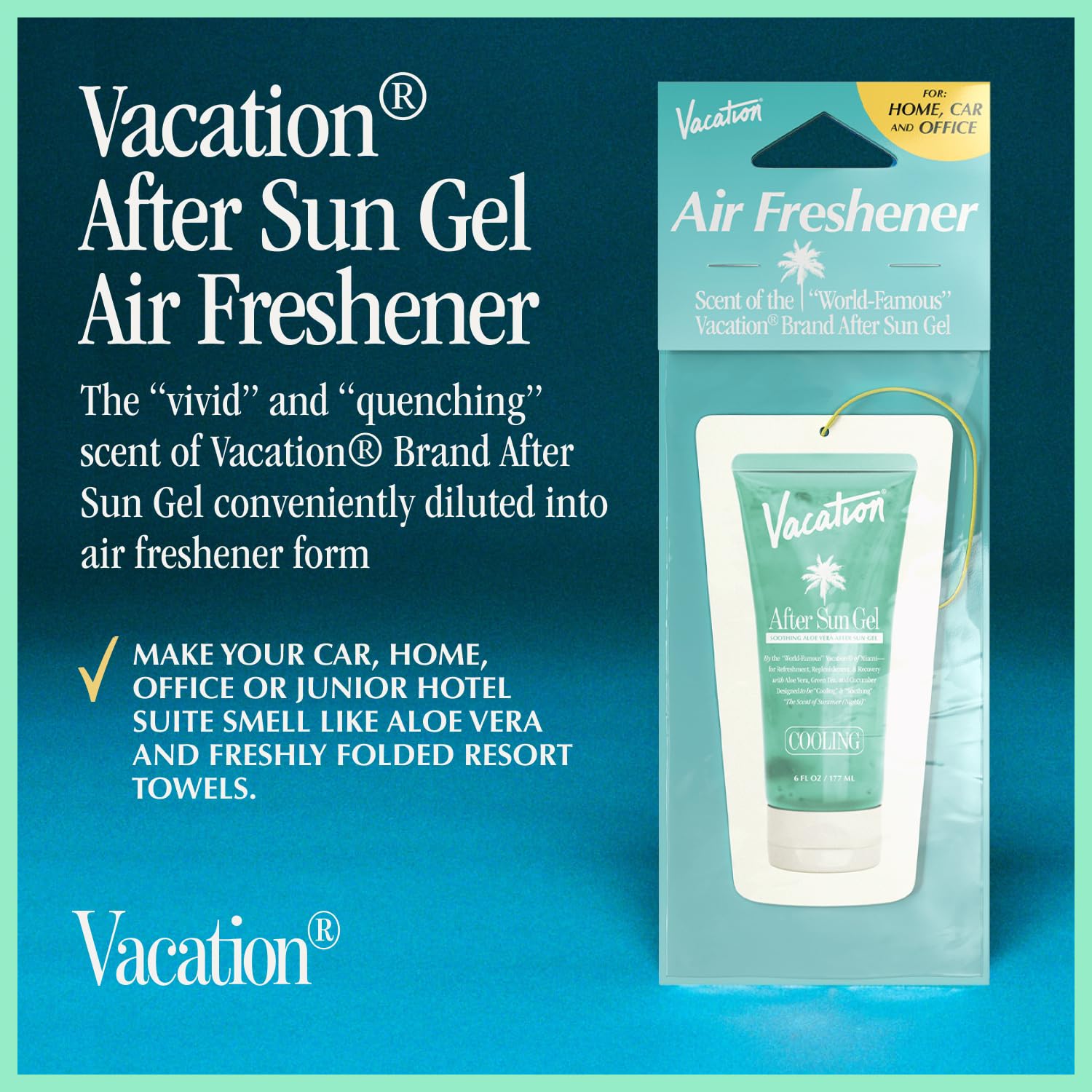 Vacation After Sun Gel Hanging Air Freshener, World Famous Signature Scent, Deodorizer For Car, Home & Office (Pack Of 3)