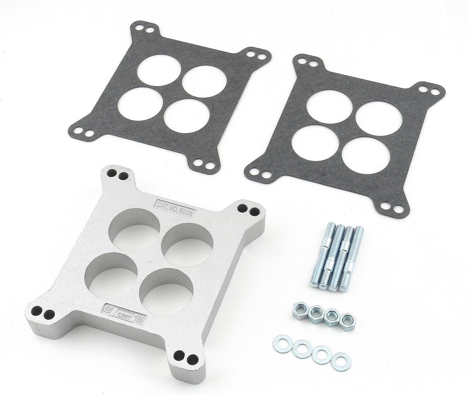 Mr. Gasket Carburetor Spacer 4 Hole 1" - Silver, Plastic, Model 6006