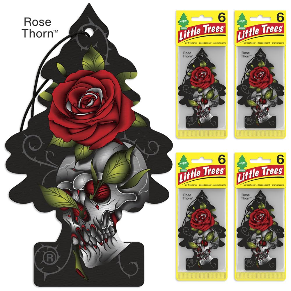 Little Trees Air Fresheners Car Air Freshener. Hanging Tree Provides Long Lasting Scent For Auto Or Home. Rose Thorn, 24 Air Fre