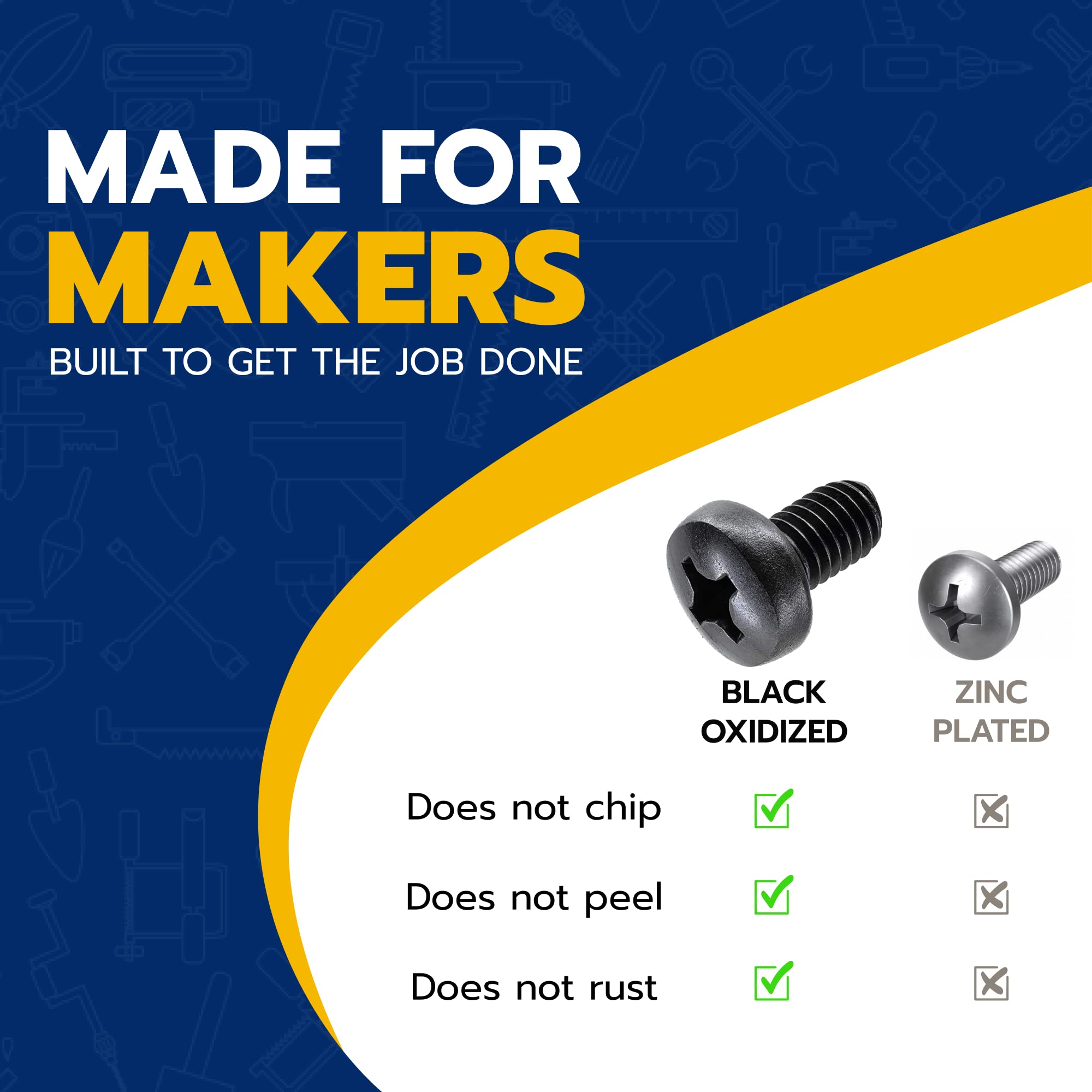 MAKERS BOLT Black Stainless Steel License Plate Screws for BMW & Tesla, M5-0.8 x 8mm, Phillips Pan Head (Pack of 4)