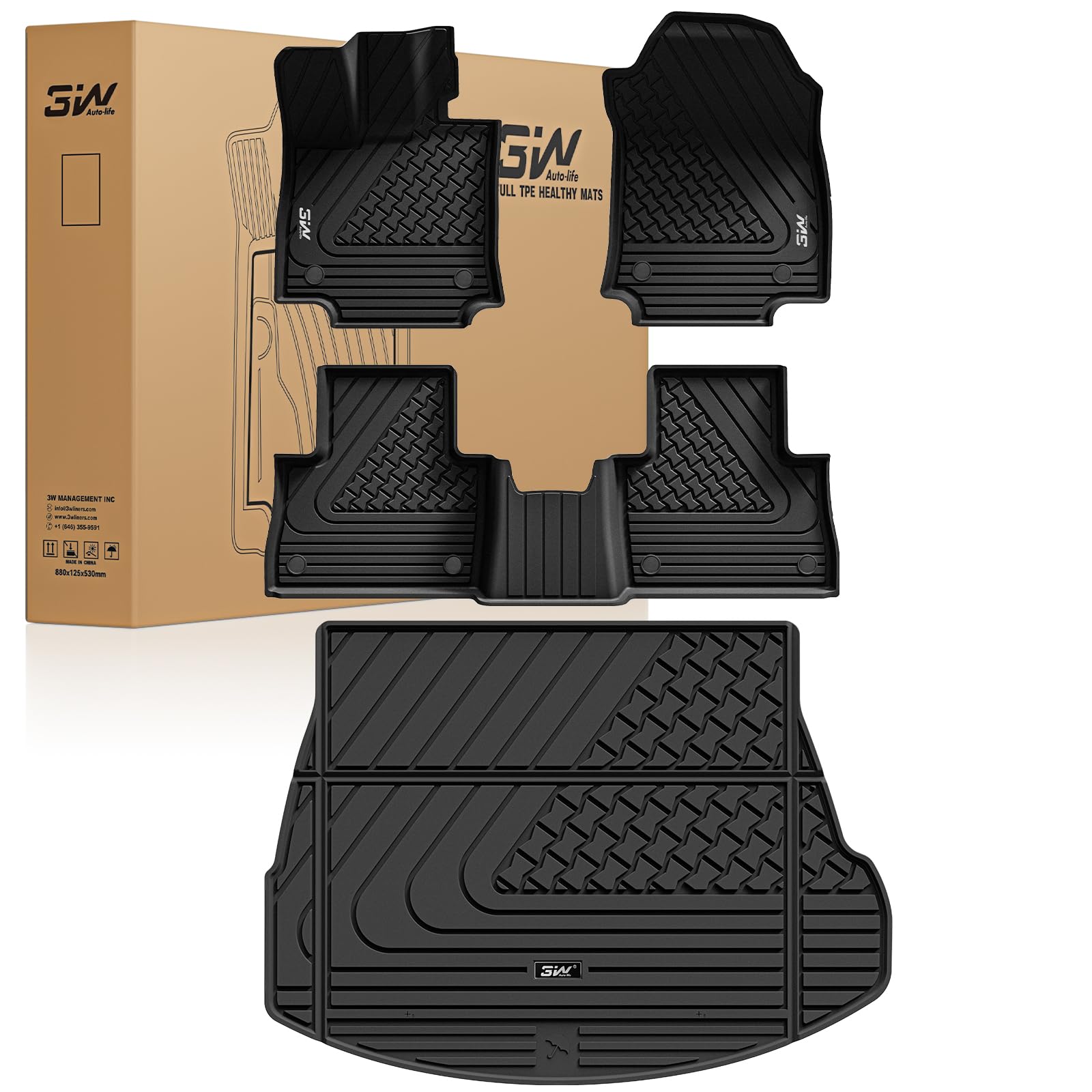 3W Floor Mats & Cargo Liner Fit Lexus NX/ NX250/ NX350 2022-2025 2026 (Not Fit for NX350h/ NX450h+), TPE All Weather Custom Fit 
