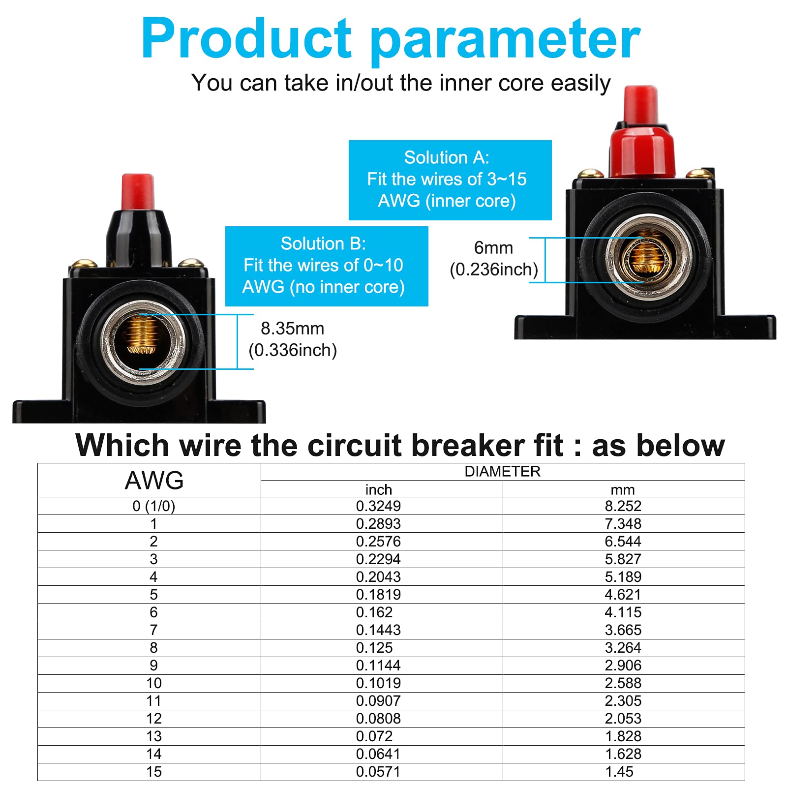60 Amp 12V-24V Dc Fuse Holder,Audio Circuit Breaker,Auto Car Stereo Inline Fuse Holders, Manual Reset,For Car Audio Marine Boat