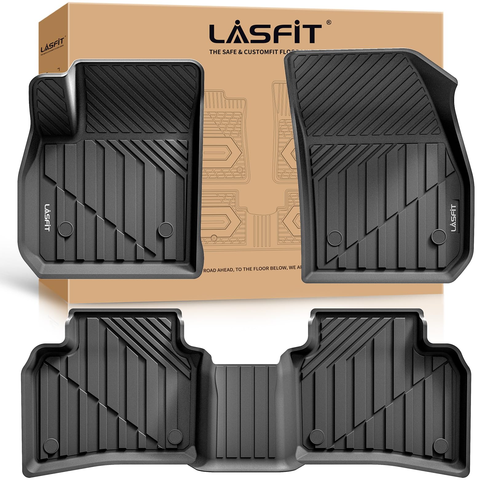 Lasfit Floor Mats For Cadillac Xt4 2019-2025, All Weather Tpe Custom Fit Automotive Floor Mats For Cars, 1St And 2Nd Row Car Flo