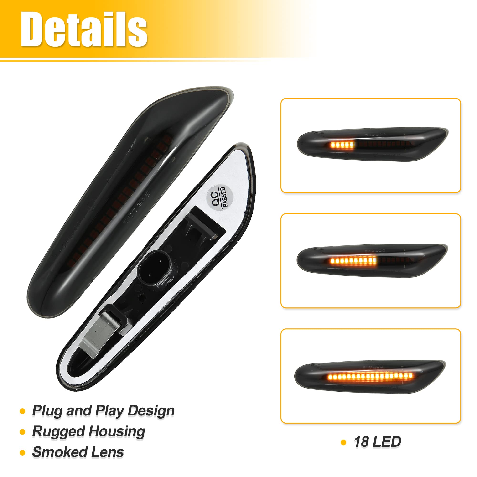 X Autohaux Full Led Side Turn Signals For Bmw 1 3 5 Series E36 E46 E60 E87 E90 E92 X1 X3 63133418447 63133418448 Fender Side Mar