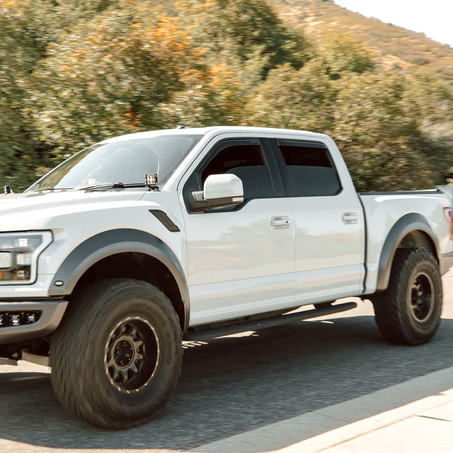 Clim Art In-Channel Incredibly Durable Rain Guards For Ford F150 2015-2020 Supercrew, Original Window Deflectors, Vent Deflector, Vent Window Visors, Dark Smoke Truck Accessories, 4 Pcs- 615010Lp