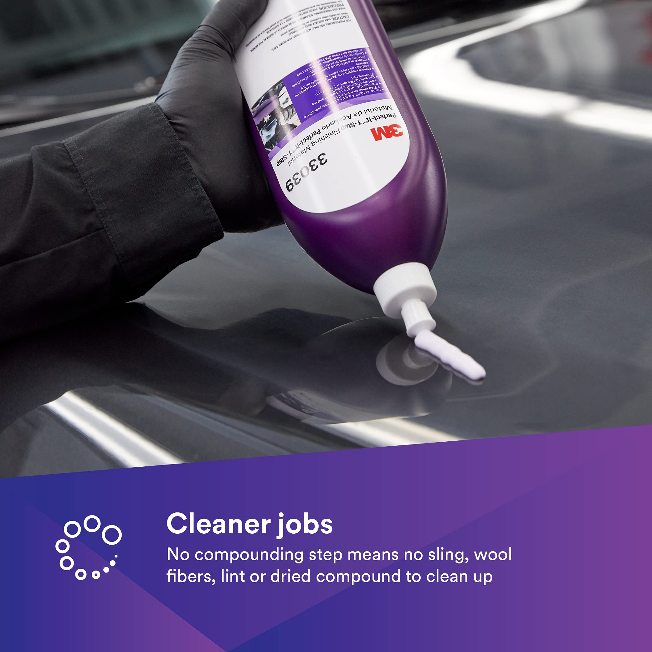 3M Perfect It Finishing Material, Model 33039, 32 fl oz, Purple, for Paint Finishing Cars and Trucks