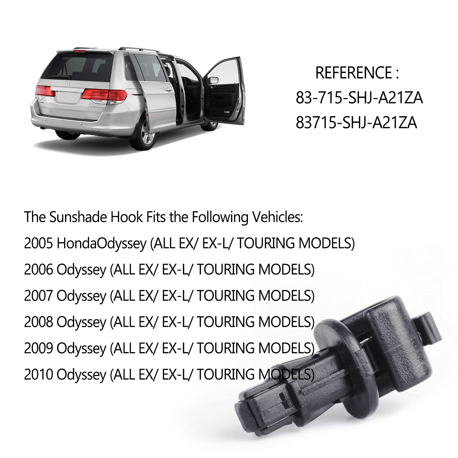 Xislet Set of 6 Sunshade Hook Clips Replacement for Odyssey Compatible with 2005-2010 Odyssey Sliding Door Holder 83-715-SHJ-A21