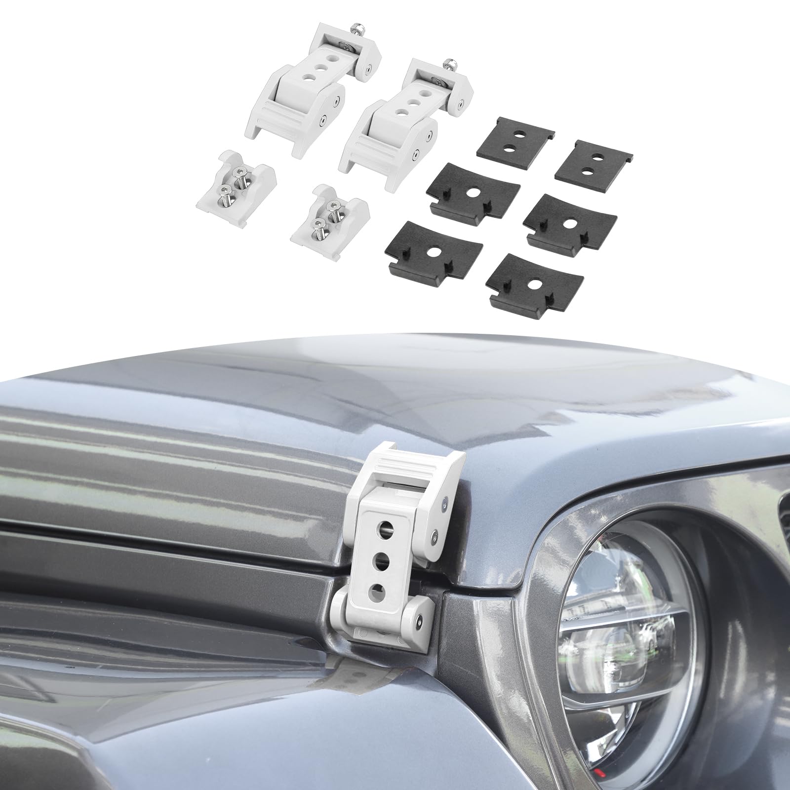 Rt-Tcz For Wrangler Hood Latches Catch Kit Compatible With Jeep Wrangler Jk Jl 2007-2025 For Gladiator Jt 2020-2025 White Exteri
