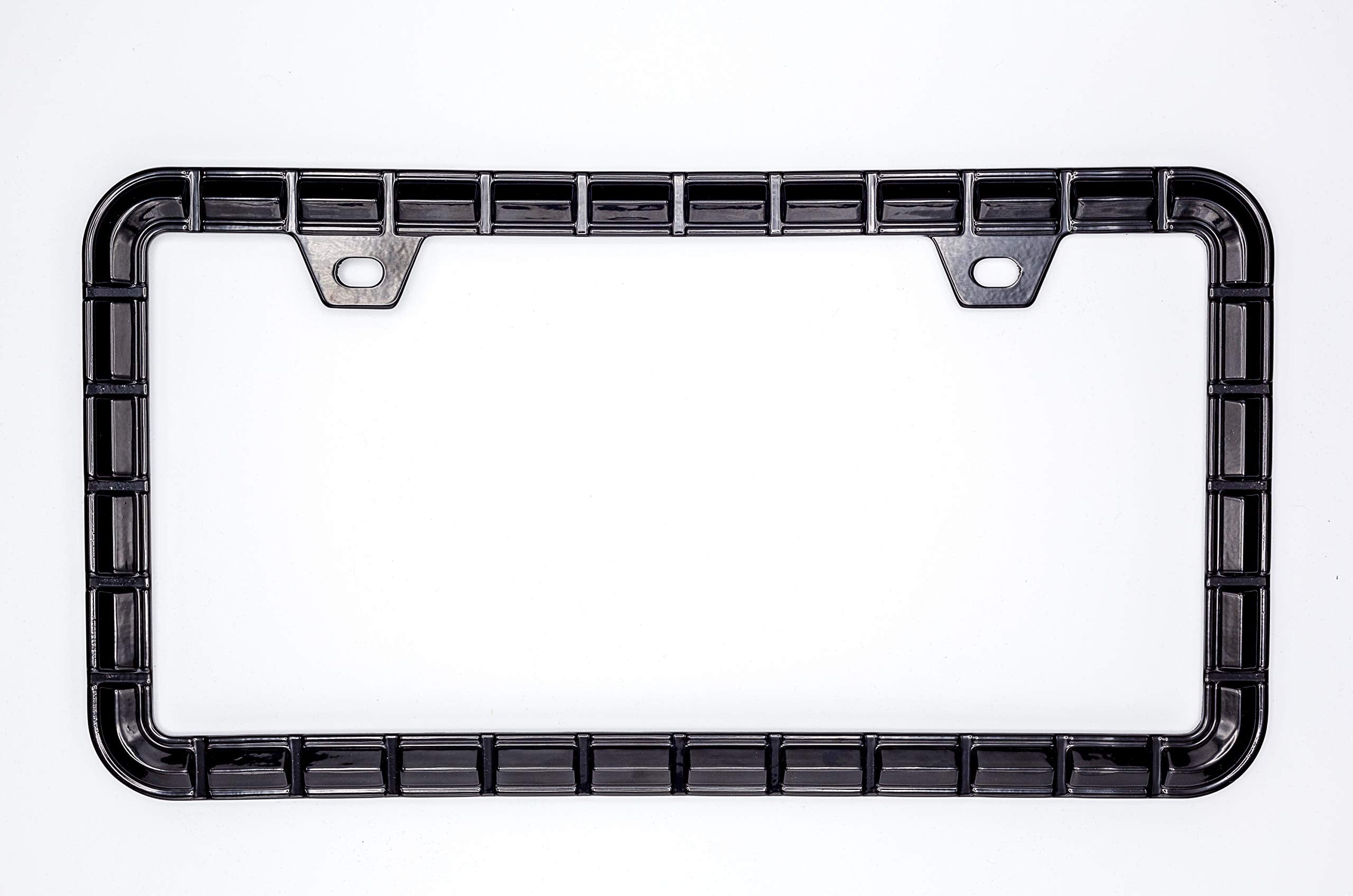 Sgooky 3D Chrome License Plate Frames, Pure Zinc Alloy Metal (Chain Pattern With Black Color)