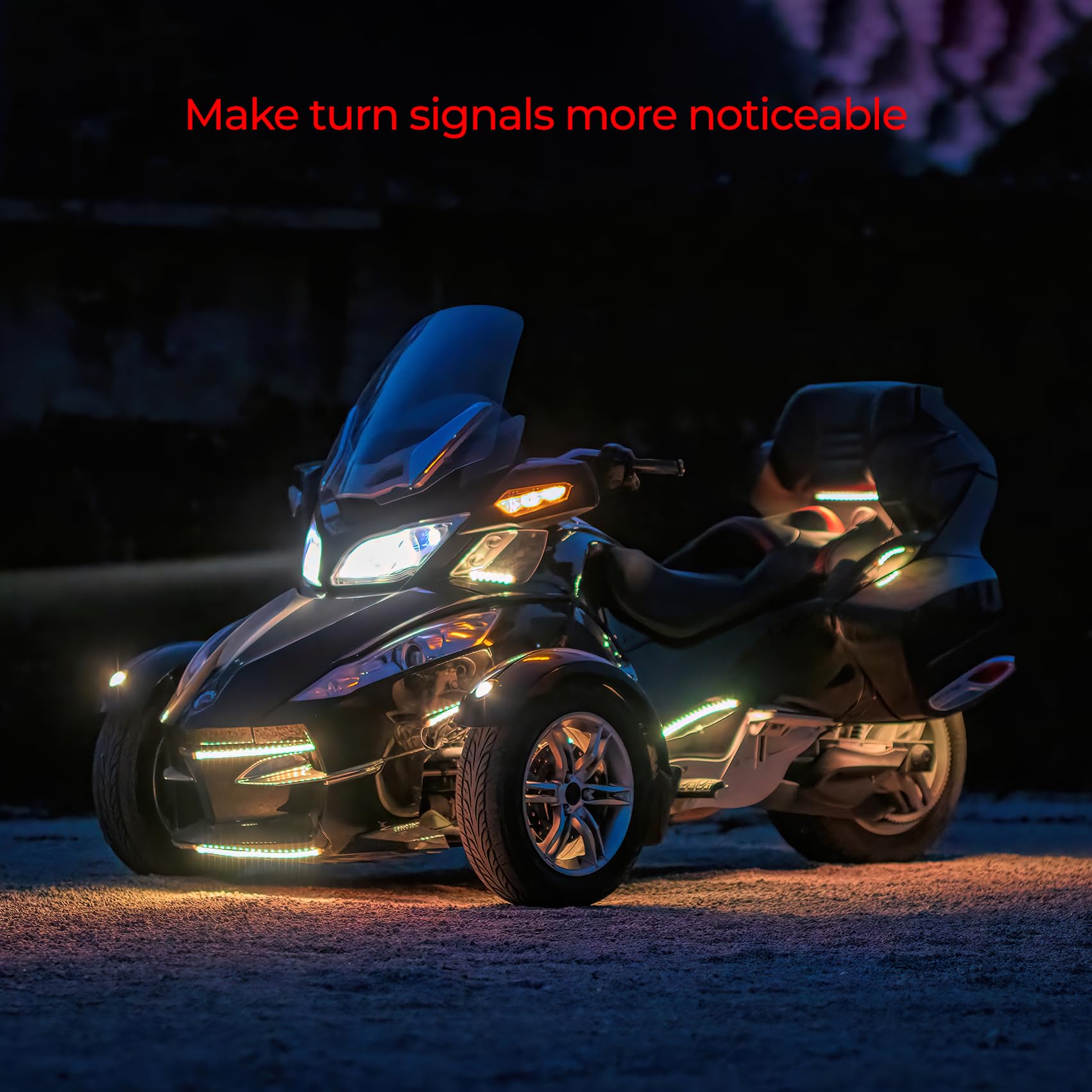 24Pcs Underglow Rgb Led Strip Light Kit Dc 12V With 2 Red Blinking Brake Light Styles For Motorcycles Trikes Golf Carts Atvs Utv