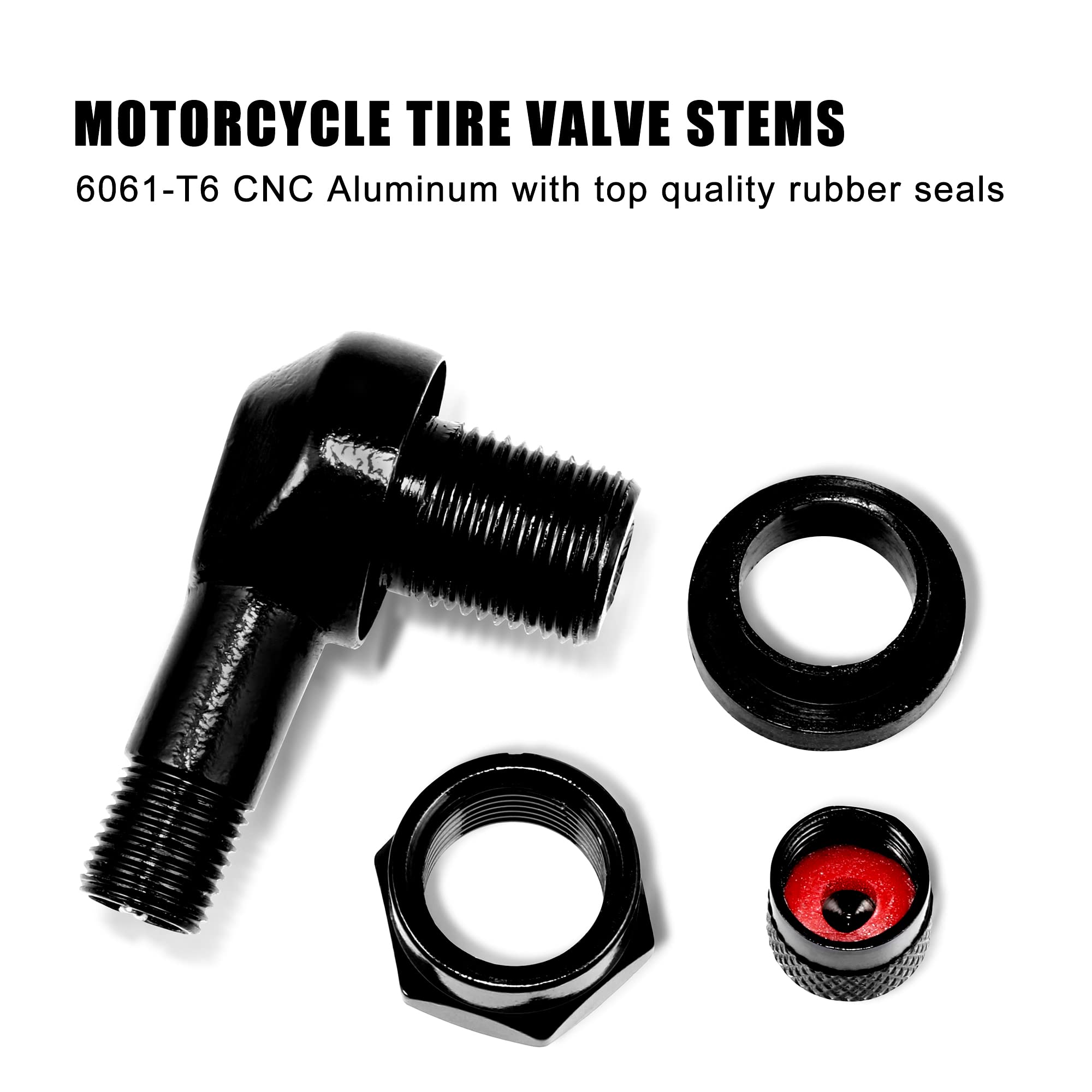VOFONO Black 90 Degree CNC Motorcycle Tire Valve Stems Install Diameter 10-11.3mm for Harley Davidson, BMW, Honda, Kawasaki, Suz