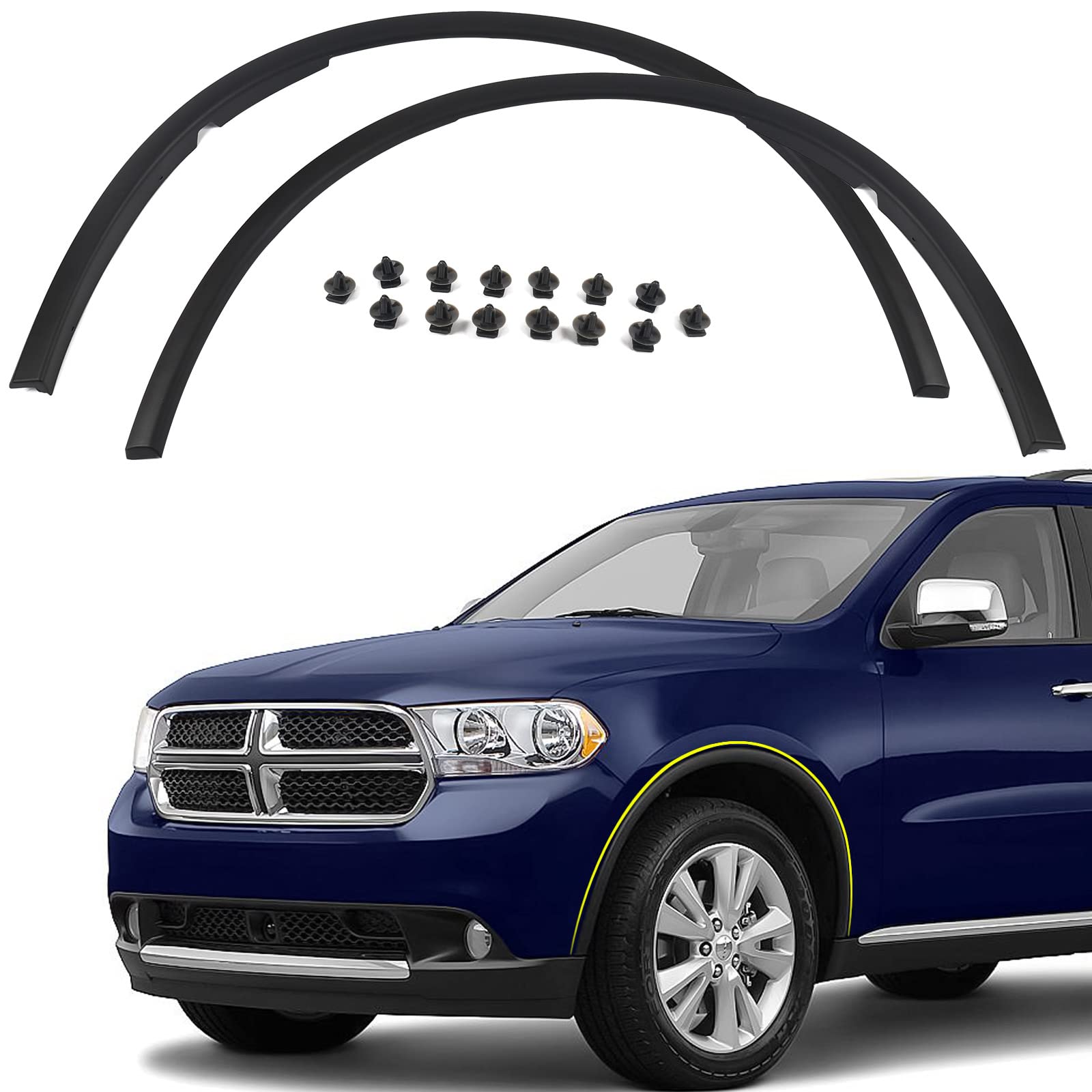 Fione Front Wheel Arch Fender Cover Trim Moulding Molding Compatible With Dodge Durango 2011-2018 (Left And Right)