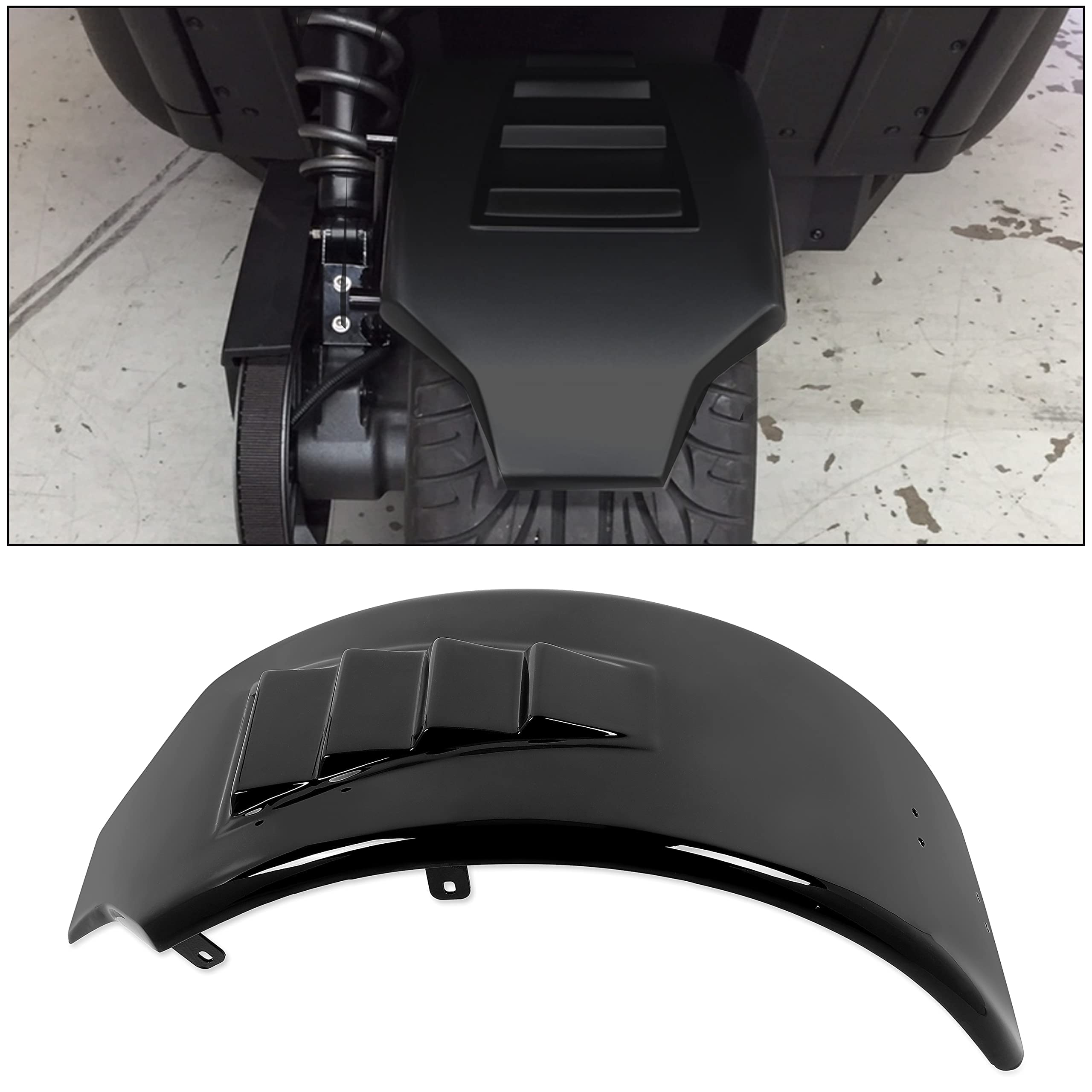 KUAFU Rear Fender Mudguard for 2015-2019 Polaris Slingshot, Bagger Hugger Style, Black Fiberglass, Model GO-1194