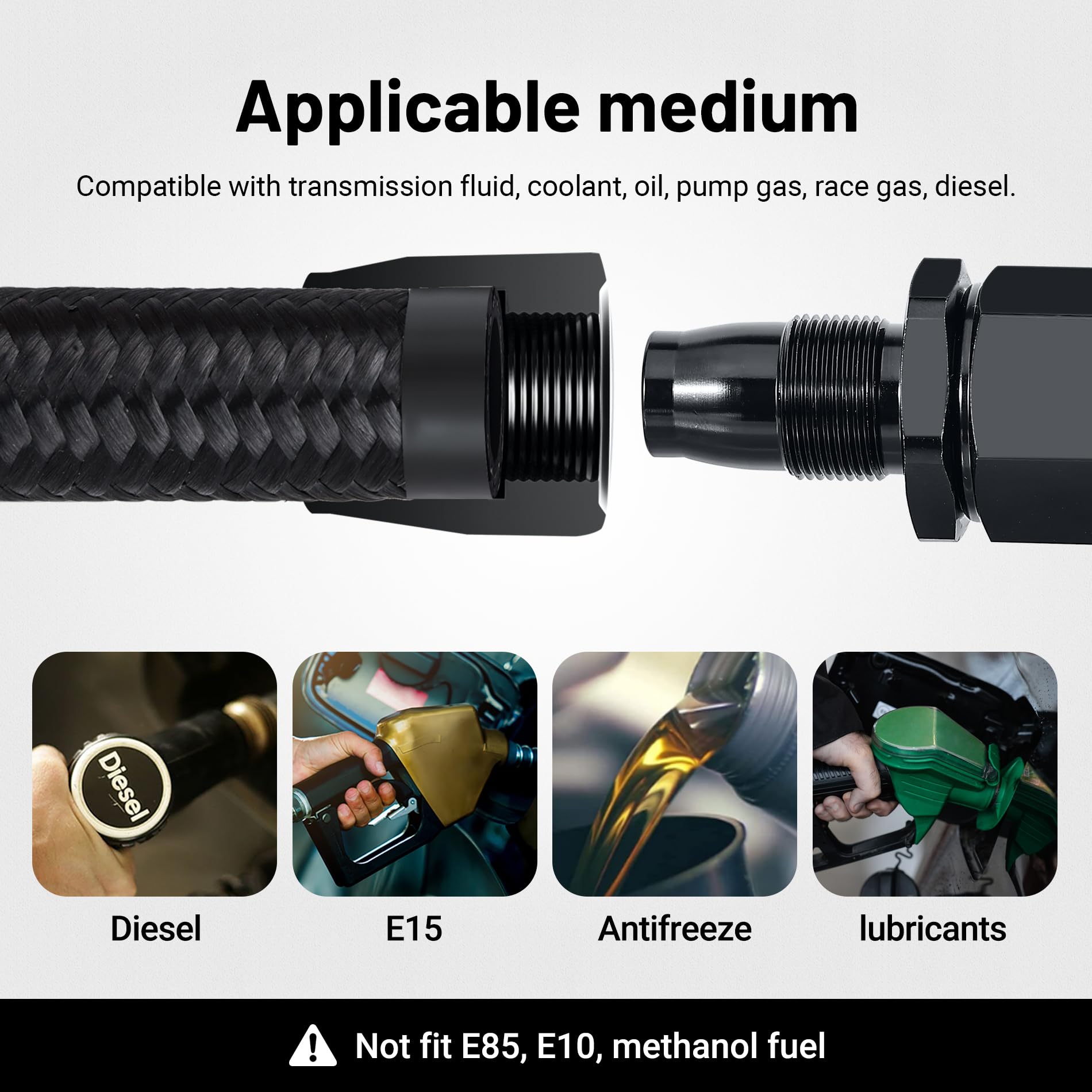 Evil Energy 6An Fuel Line, An6 Braided Fuel Hose Nylon Cpe 12Ft Black
