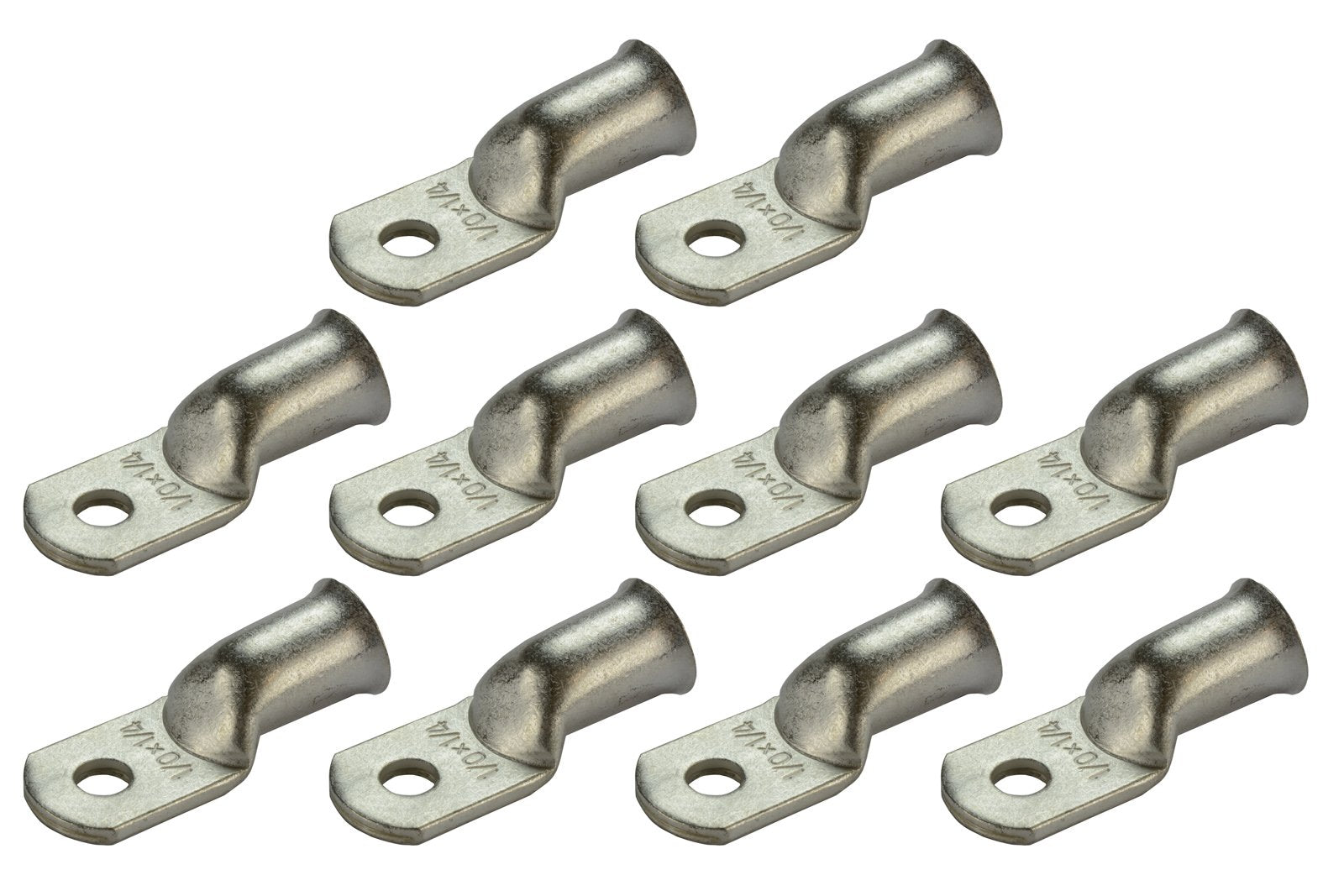 Temco 10 Pack Tinned Copper Welding Battery Cable Ends, Lugs Terminal 1/0 Awg 1/4'' Hole - Marine Grade (6 Awg To 1/0 Awg Option