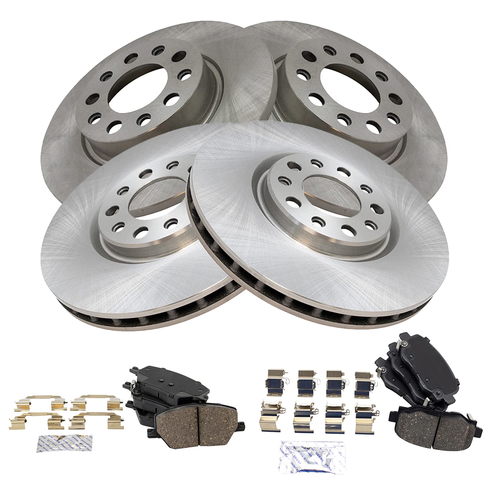 Trq Front And Rear Brake Pad & Rotor Kit Brake Pads Brake Rotor Ceramic Compatible With 2016-2021 Fiat 500X 2015-2021 Jeep Reneg