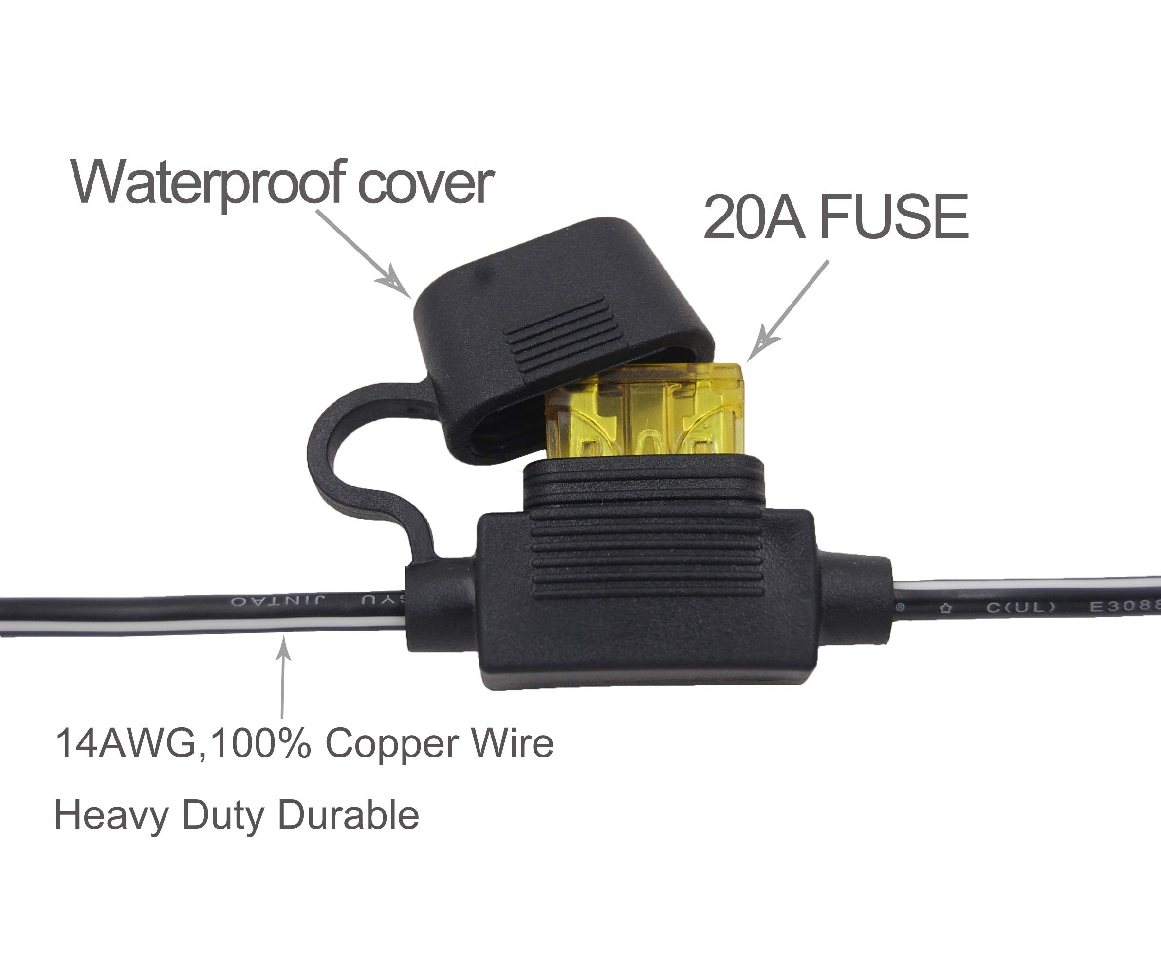 SCCKE 3FT 14AWG 20A Car Cigarette Lighter Socket to Battery Connector with Alligator Clips & 20A Fuse for 12V/24V Charging