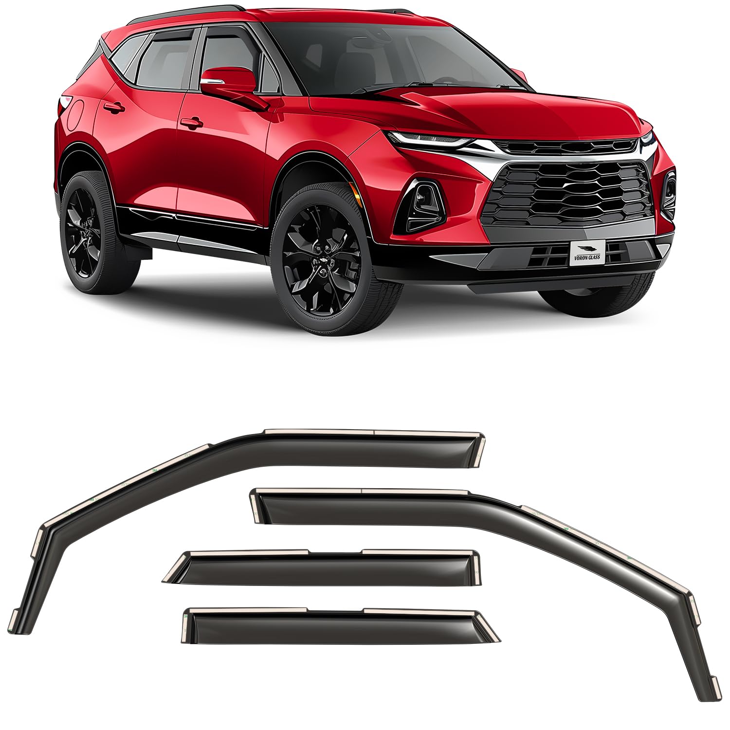 Voron Glass In-Channel Extra Durable Rain Guards For Chevrolet (Chevy) Blazer 2019-2025, Window Deflectors, Vent Window Visors,