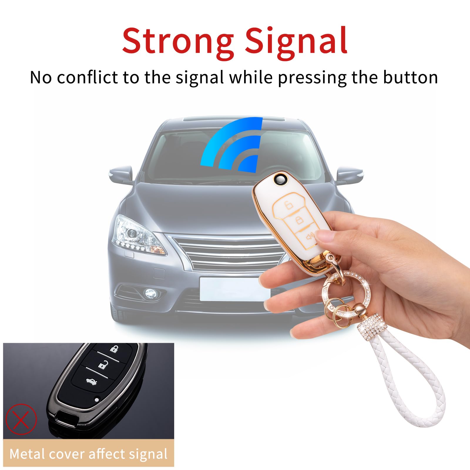 Gematay For Ford Key Fob Cover, Key Case Shell Compatible With 2018 2019 Ford F150 F250,Focus 3 Escort Kuga Everest Fiesta Musta