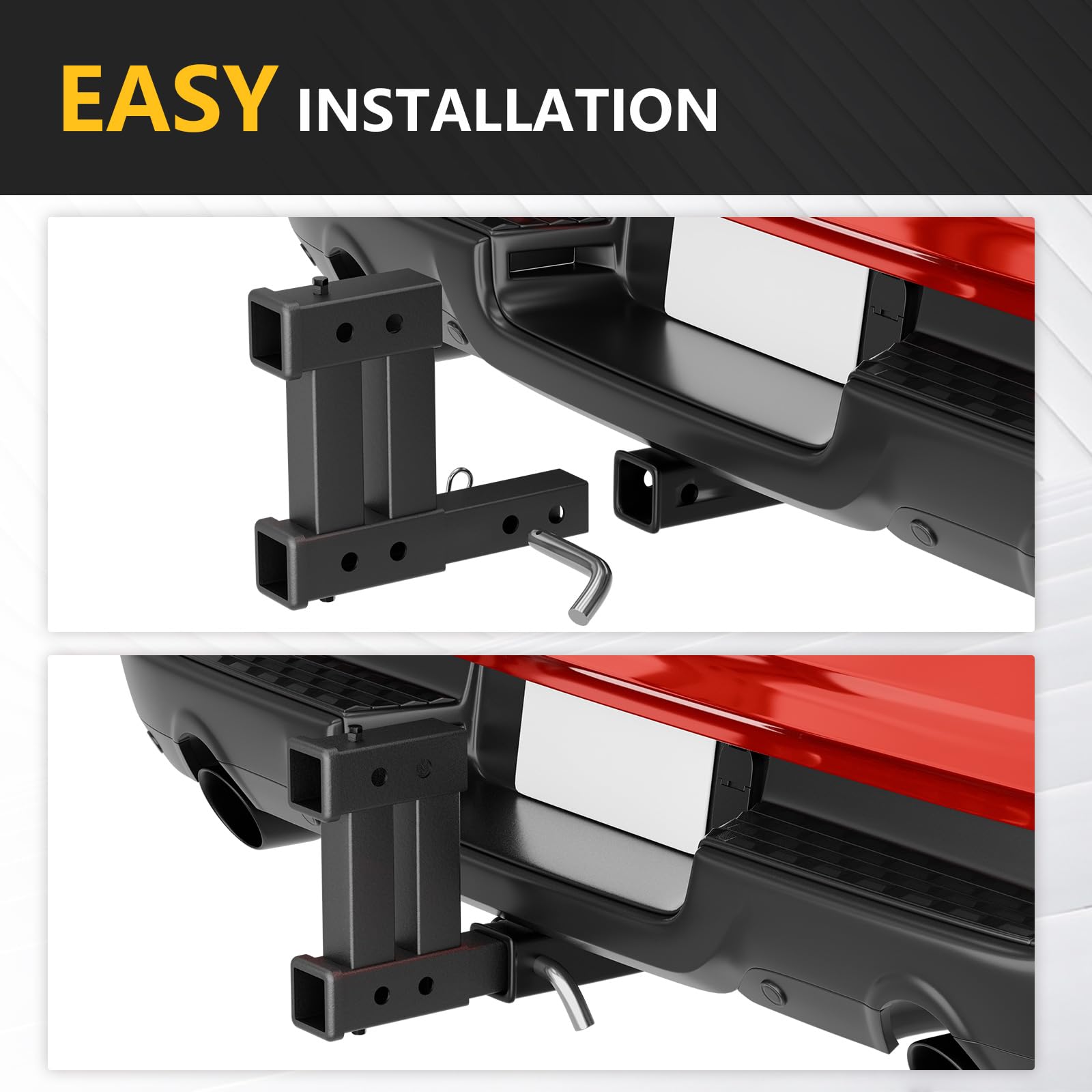 YZONA Tow Hitch Dual Extender 2 Inch, 4000 LBS Capacity, Fits 2" Class III & IV Receivers, Trailer Hitch Adapter Extension