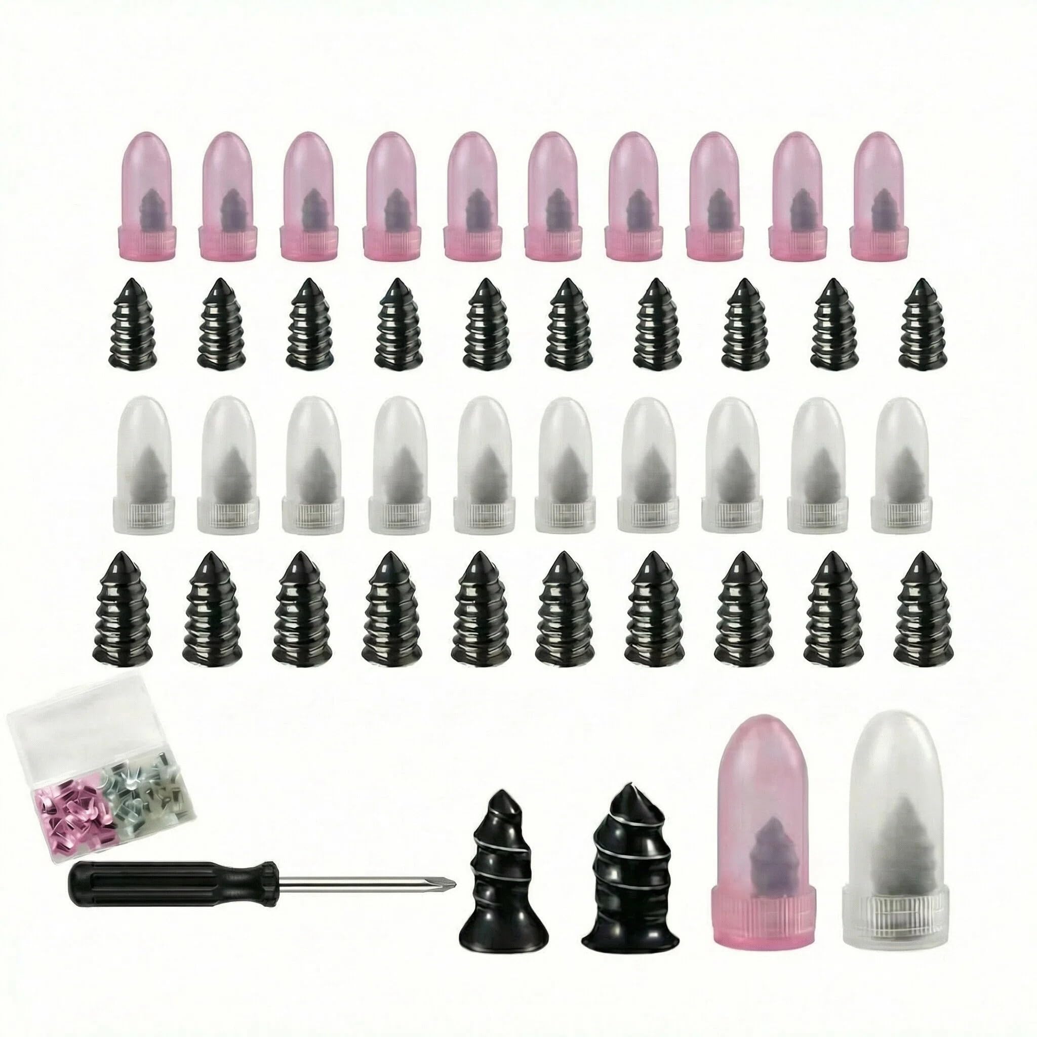 BQUFQ 40PCS Tire Repair Rubber Nail with Box and Screwdriver, for car, Motorcycle, Truck, Tractor Tire Puncture Repair Vacuum Ti
