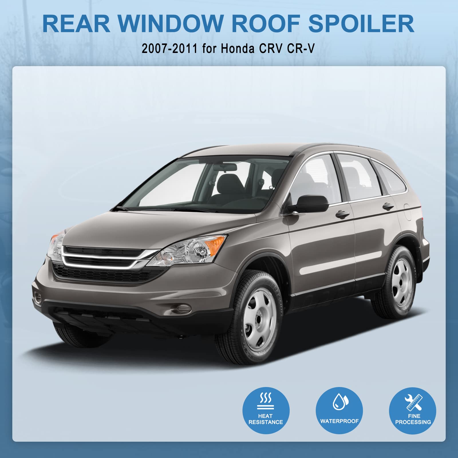 ZSPART Rear Roof Spoiler for 2007-2011 Honda CR-V, Matte Black ABS with 3rd Brake Light, Adjustable Size