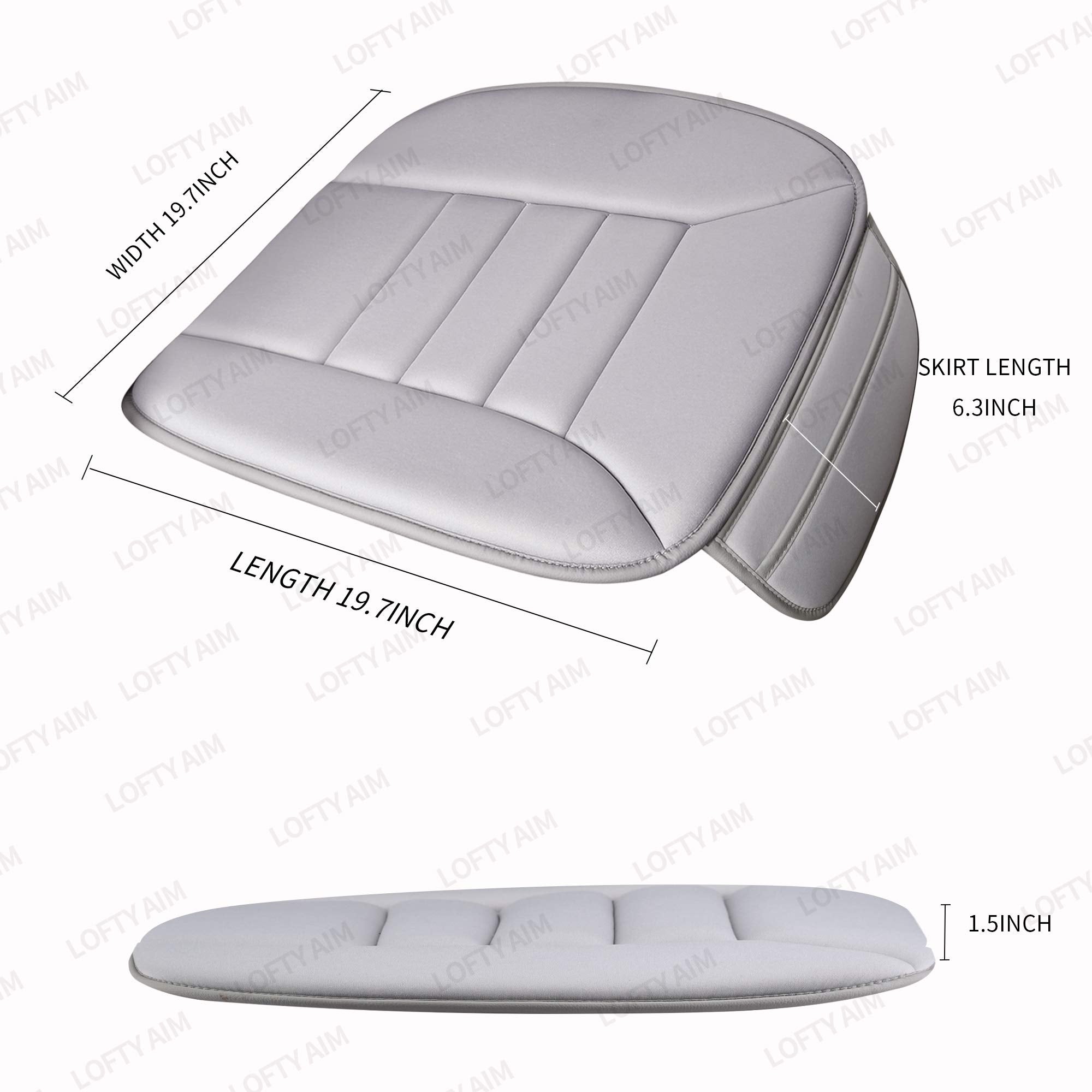 Lofty Aim Memory Foam Car Seat Cushion, Gray, 20.8"x20.4"x1.5", Premium Quality Fabric, Model CSC-B