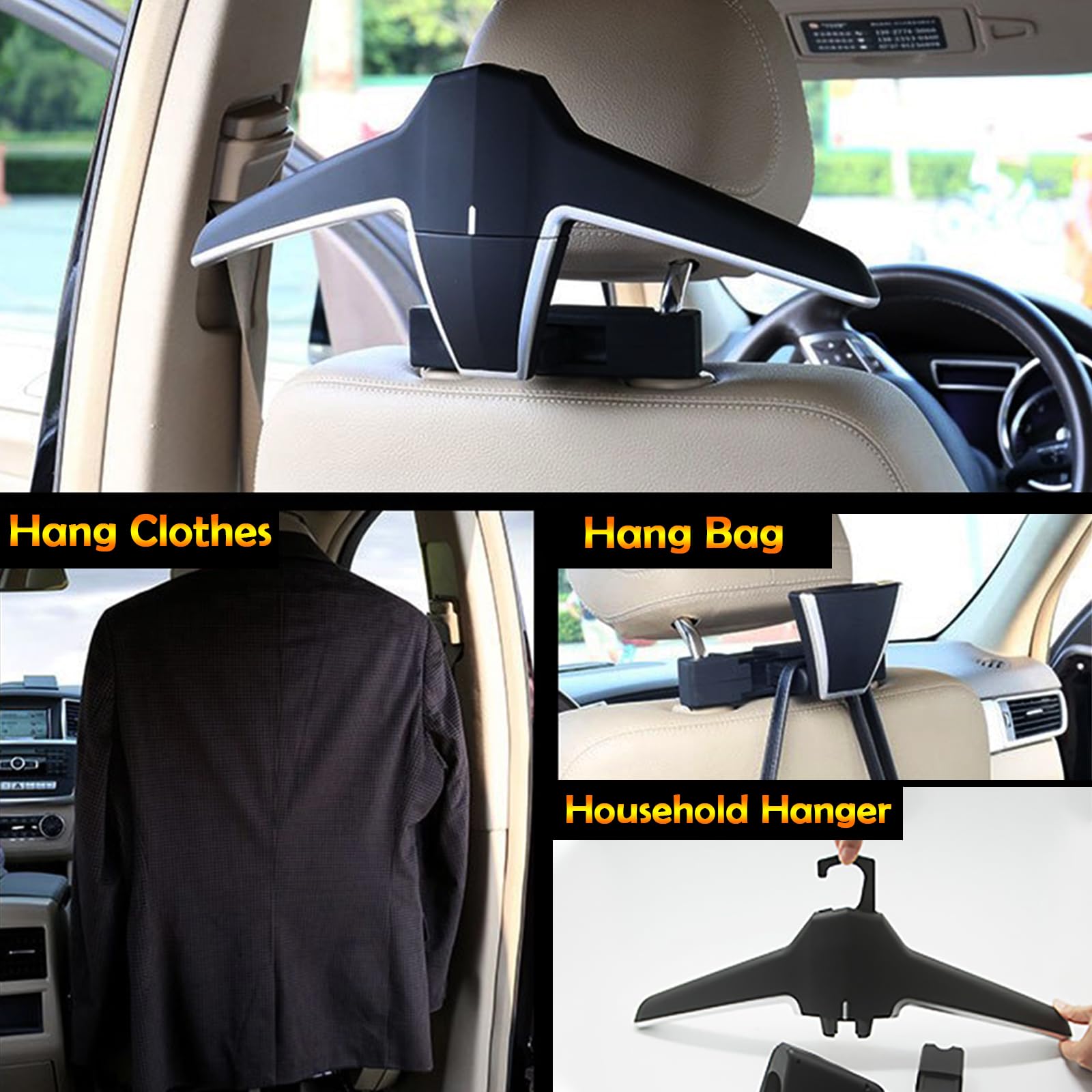 Engync 2 Pack Car Back Seat Headrest Hanger For Jacket, Suit, Clothes, Purse, Handbag, Grocery Bags - Multi-Purpose Storage Hold