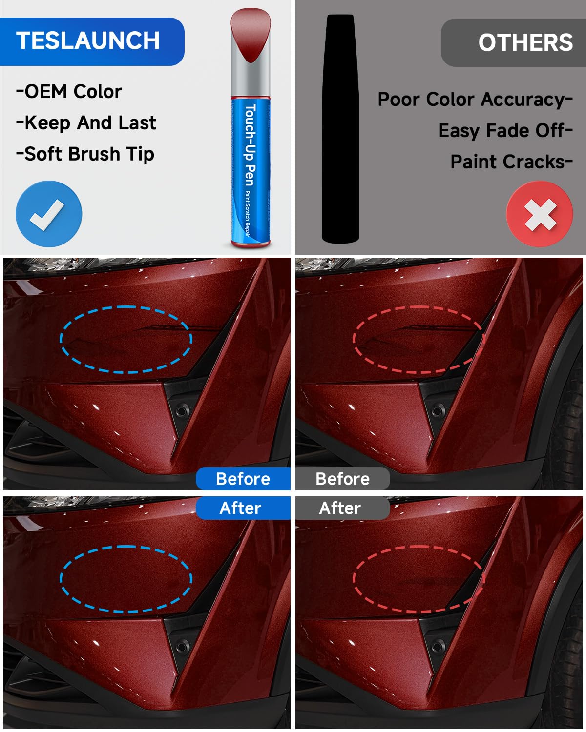RSACET Touch Up Paint for Nissan - NAH Cayenne Red Pearl, 0.41 Fl Oz, Compatible with Altima/Cube, Scratch Repair Solution