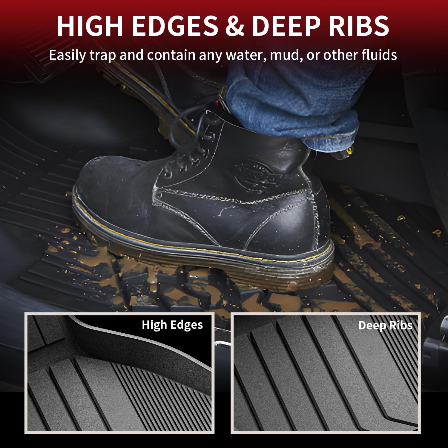LASFIT TPE Floor Mats for BMW X5 (2019-2026) – All Weather, Custom Fit, Front & Rear Rows, Black, Model LL-BW03-BW11