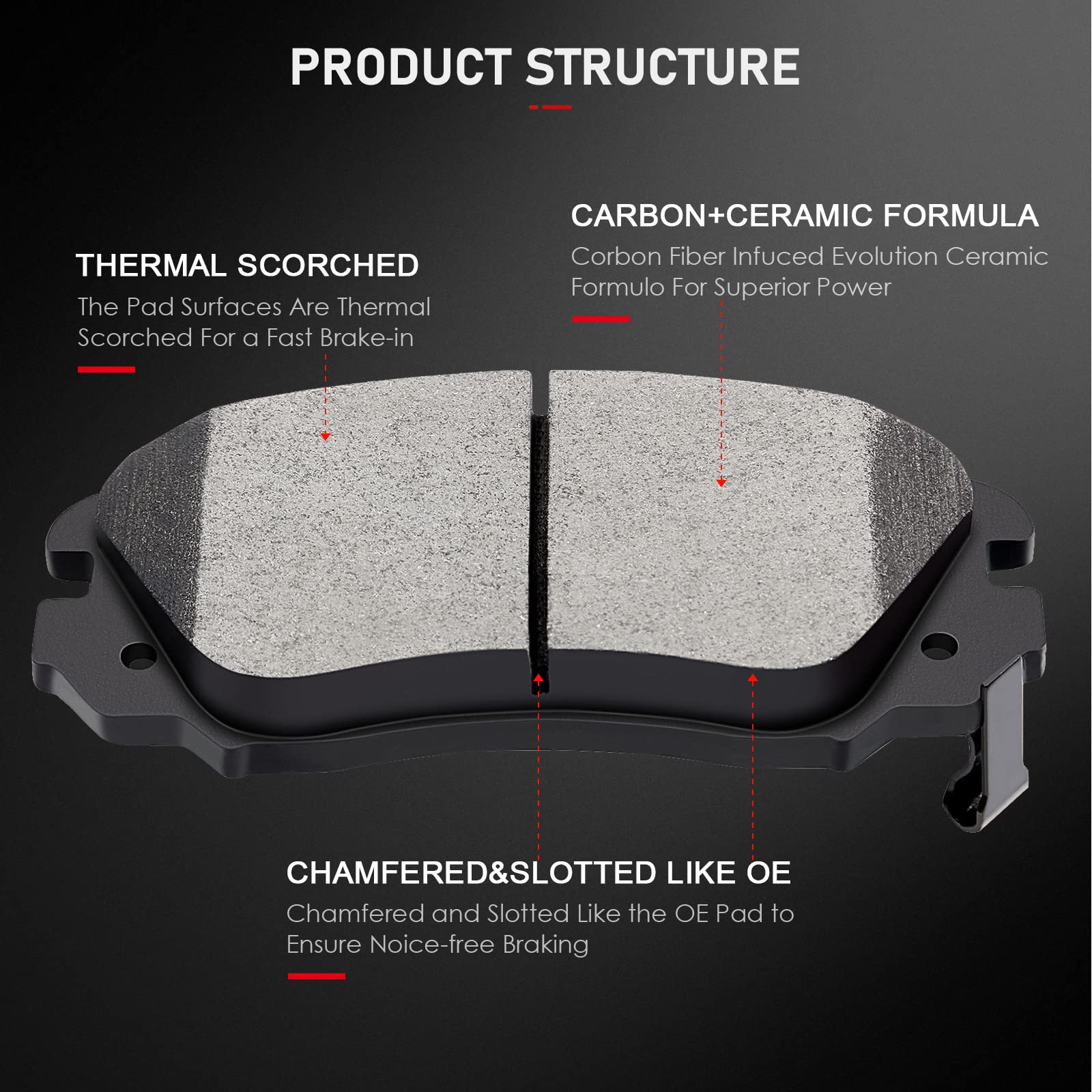 Cciyu D1421 D1275 Front Rear Ceramic Brake Pads Kits 8Pcs Fit For 2010-2017 For Chevrolet Equinox,2010-2017 For Gmc Terrain