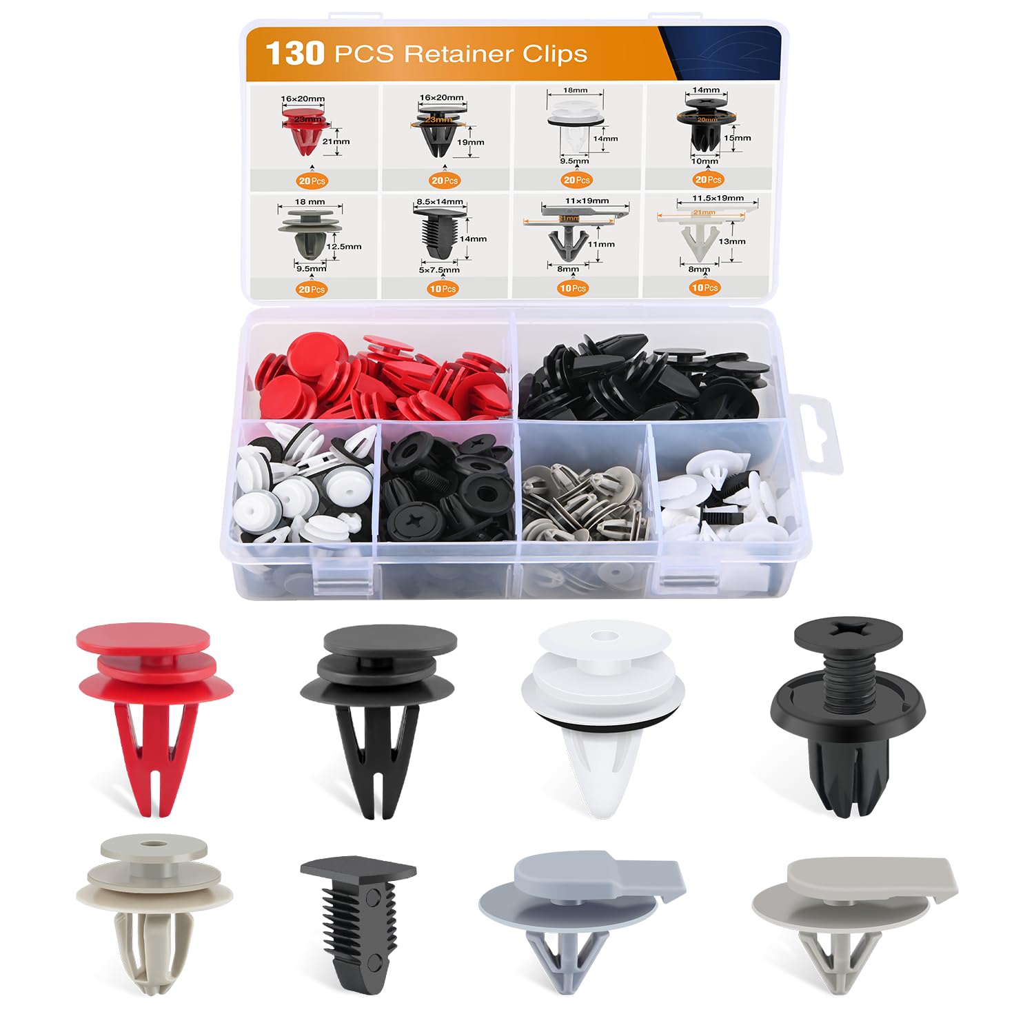 Gooacc 130Pcs Body Interior And Exterior Retainer Fastener Clip Rocker Moulding Clip W/Sealer For Mini Cooper 51-71-7-127-742 07