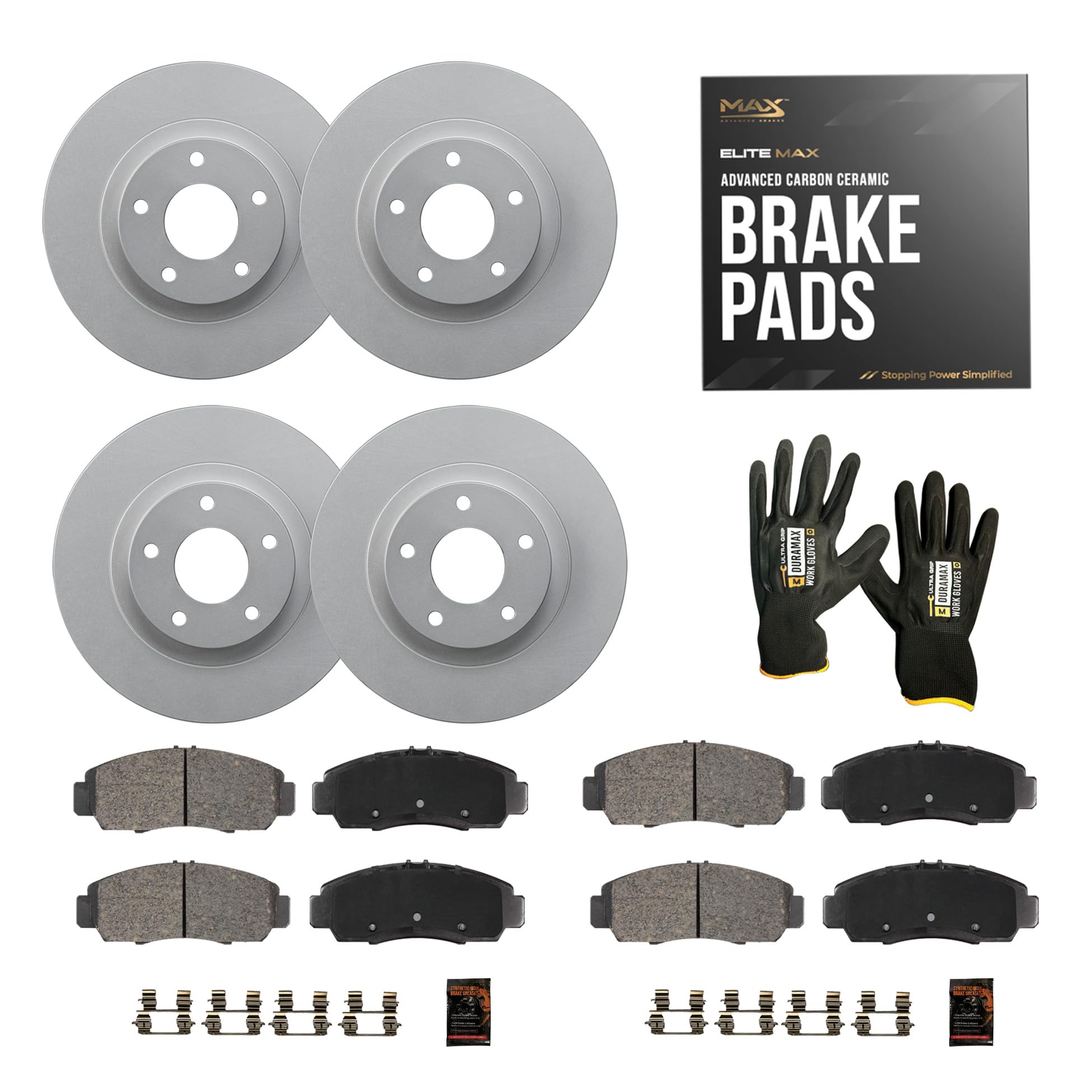 Max Advanced Brakes Front & Rear Brake Kit Compatible With 2011 2012 2013 2014 2015 Hyundai Sonata Replacement Geomet Coated Oe