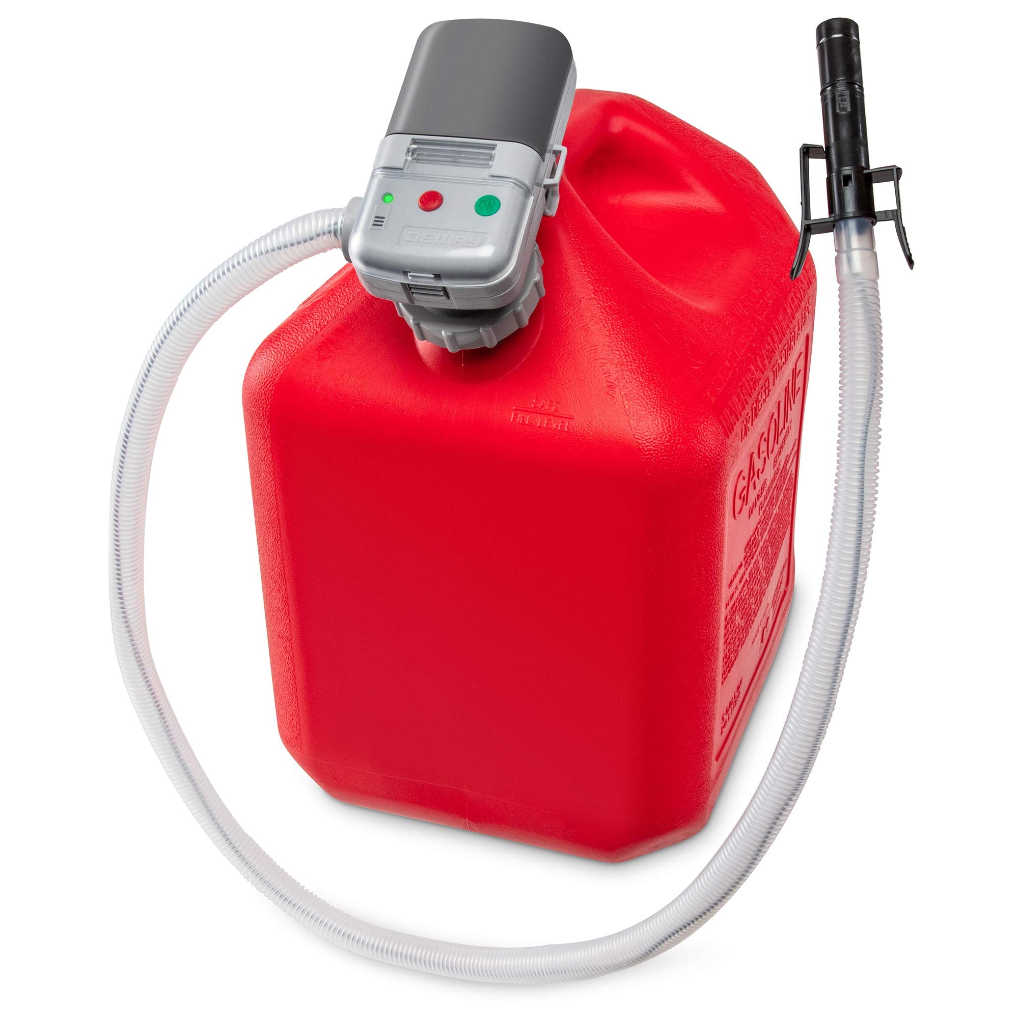 Deway Automatic Fuel Transfer Pump With Auto-Stop & Beeps When Tank Is Full, Aa Battery Powered, Advanced Adapter Fits All Size 