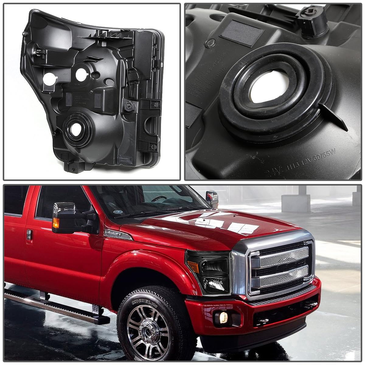 Dna Motoring Headlights Assembly Compatible With 11-16 F-250 / F-350 / F-450 / F-550 Super Duty, Black Amber, Hl-Oh-Fsu13-Bk-Am
